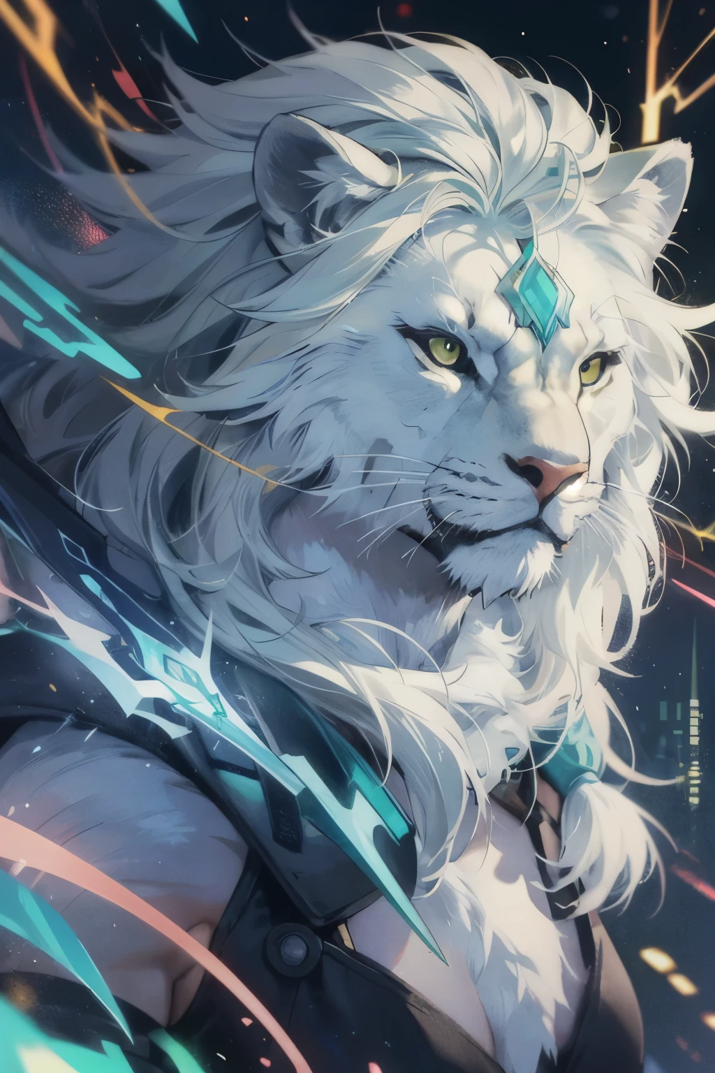 (ultra-detailed, intricately designed), a green anime lion, function as a blockchain guardian --s2,
With lush, emerald-green fur covering every inch of its muscular body, this anime lion is an ethereal fusion of nature and technology. Its eyes, glowing with a piercing, electronic energy, scales with each blink, reflecting the advanced circuitry within. Every line and curve of its regal frame is meticulously carved, showcasing an intricate merging of biological and digital components.
This guardian's mane, adorned with miniature LED lights, flickers with the rhythm of the blockchain, acting as a be