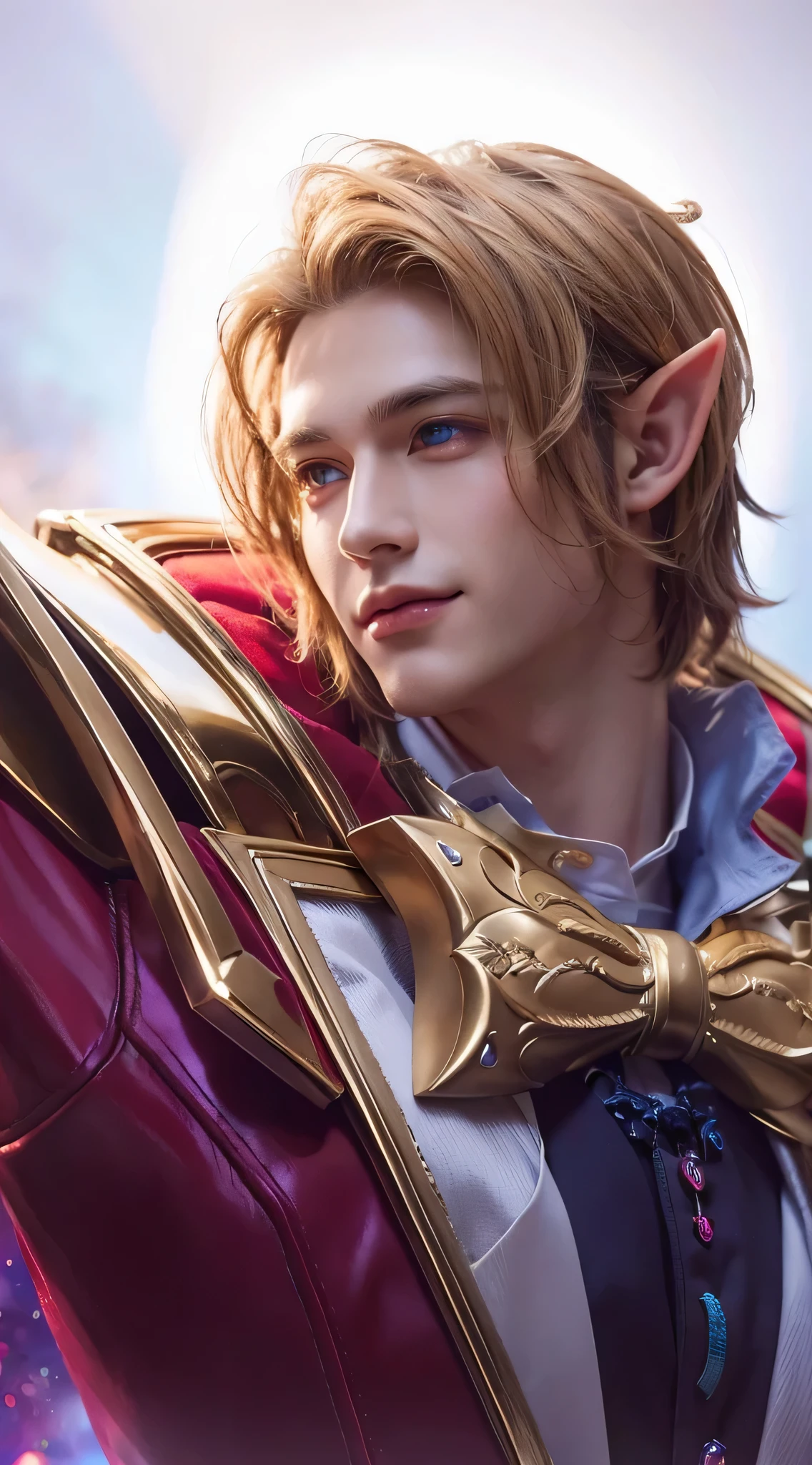 there is a 1boy with a bow tie, a portrait of a male elf, epic rpg portrait, extremely detailed artgerm, high detail, crisp clear rpg portrait, beautiful male elf, smile