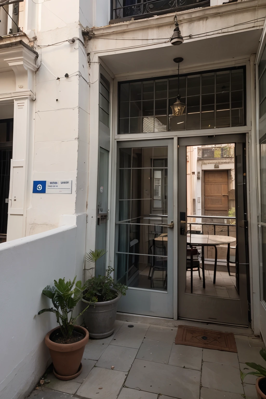 edificio grande lleno de ventanas con un cartel que diga mi primera chamba