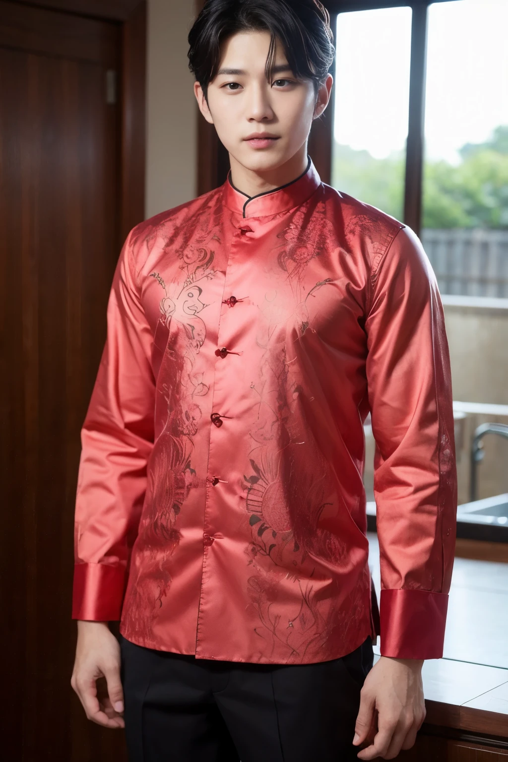 Sunghoon wearing raya clothes