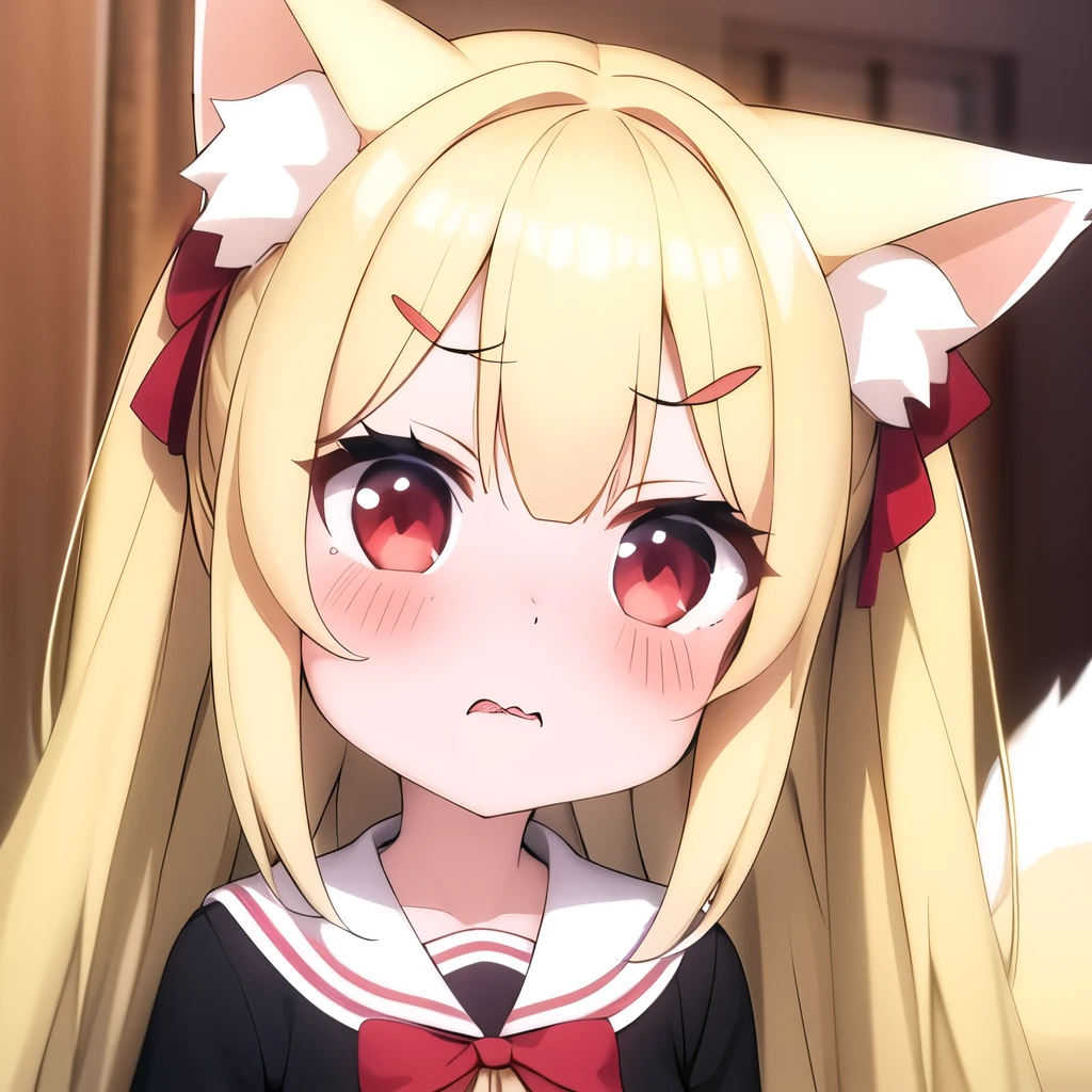 (masterpiece, best quality:1.2), Emoticon packages,red eyes，white hair，fox ears，pitiful，blush，bow your head