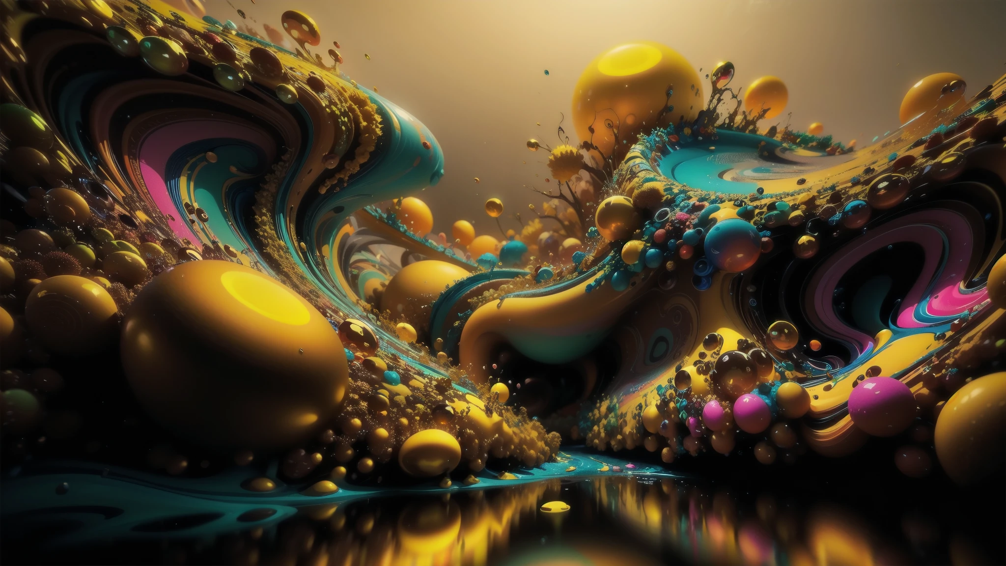 close up of a very colorful abstract painting with lots of bubbles, abstract 3D artwork, digital art”, digital art”, 3d digital art 4k, 3D rendering of fluid simulation, Highly detailed 4k digital art, Abstract liquid, 3D rendering of digital art, mind-bending digital art, colorful Octane render, breathtaking digital art, intricate artwork. Octane render