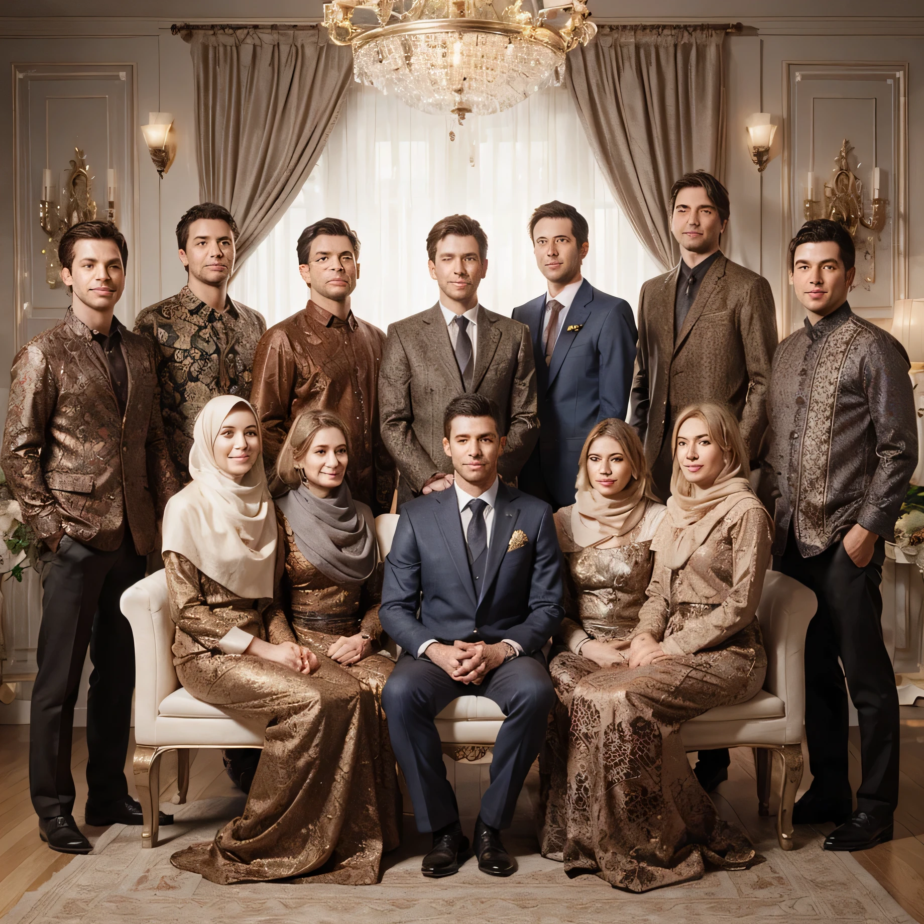 Arafed group of people in formal attire posing for a picture - SeaArt AI