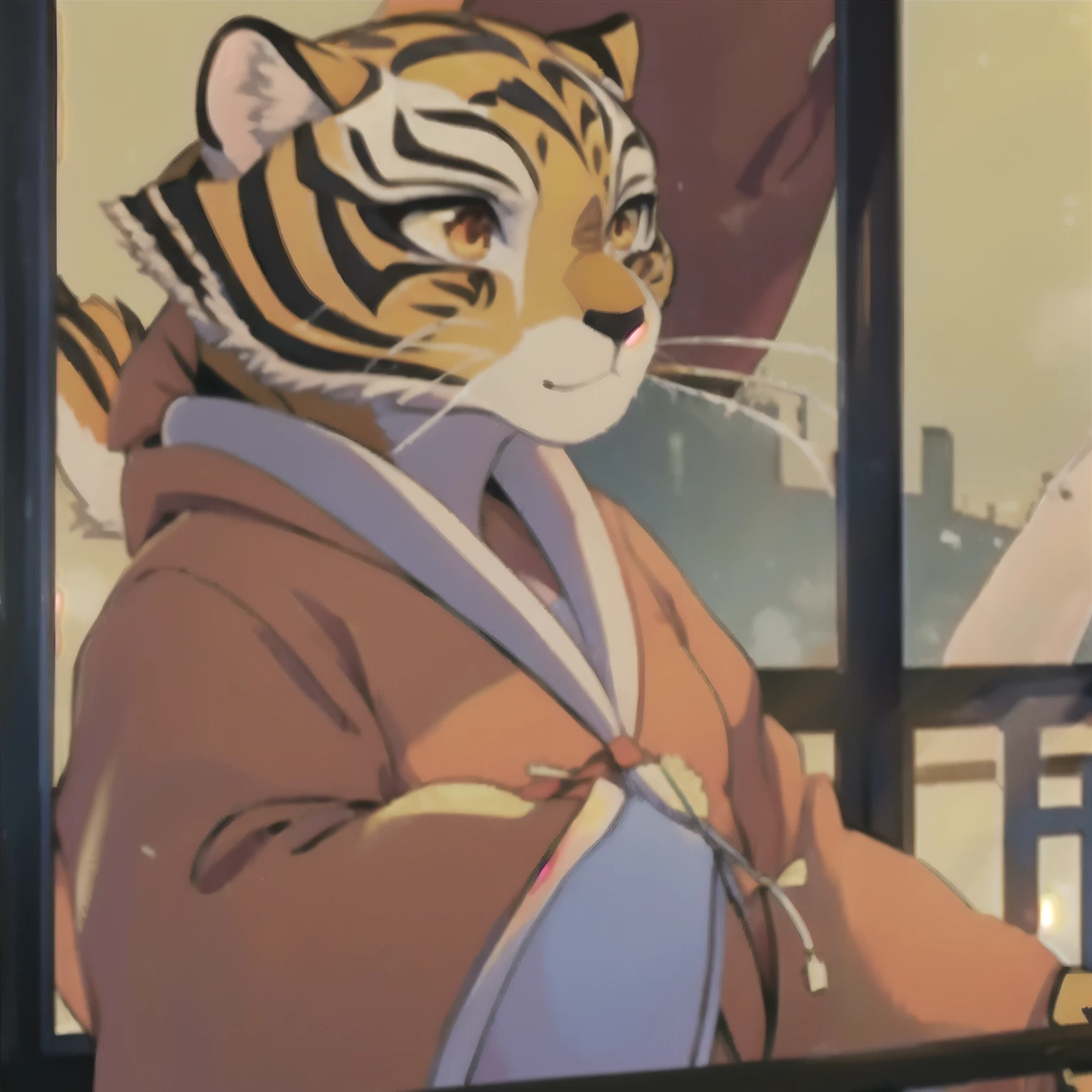 (masterpiece:1.2), 1girl, solo orange eyes, robe, adorable，tigeress