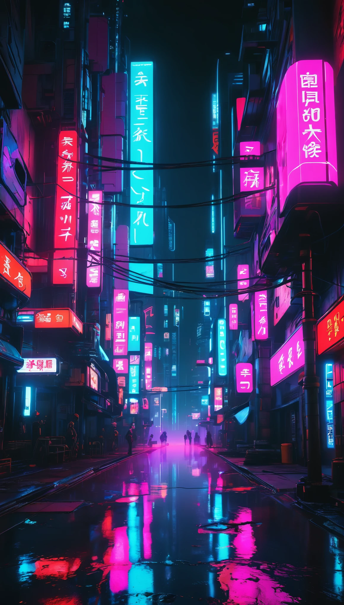 Neon city streets of cyberpunk, masterpiece,