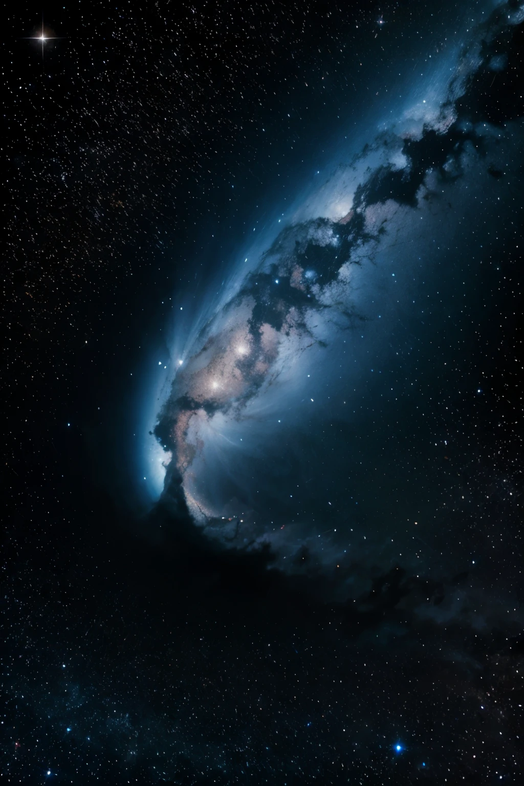 uma nebulosa azul com milhares de estrelas