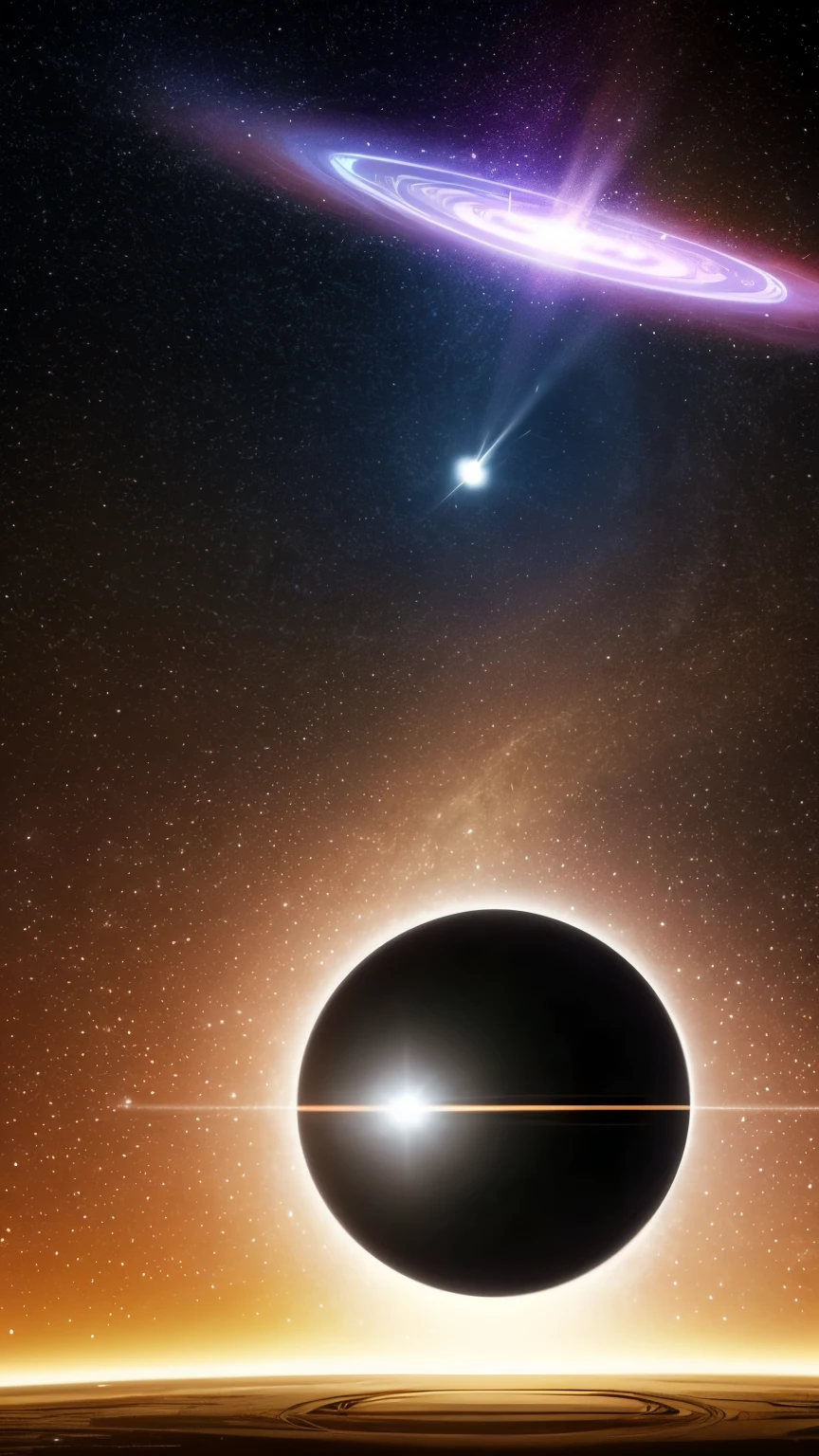a black hole in the sky with a star in the background, a picture by Dan Luvisi, shutterstock, light and space, entering a quantum wormhole, open portal to another dimension, cosmic energy wires, ripping the fabric of spacetime, portal to another universe, portal in space, wormholes, time vortex in the background, luminous black hole portal