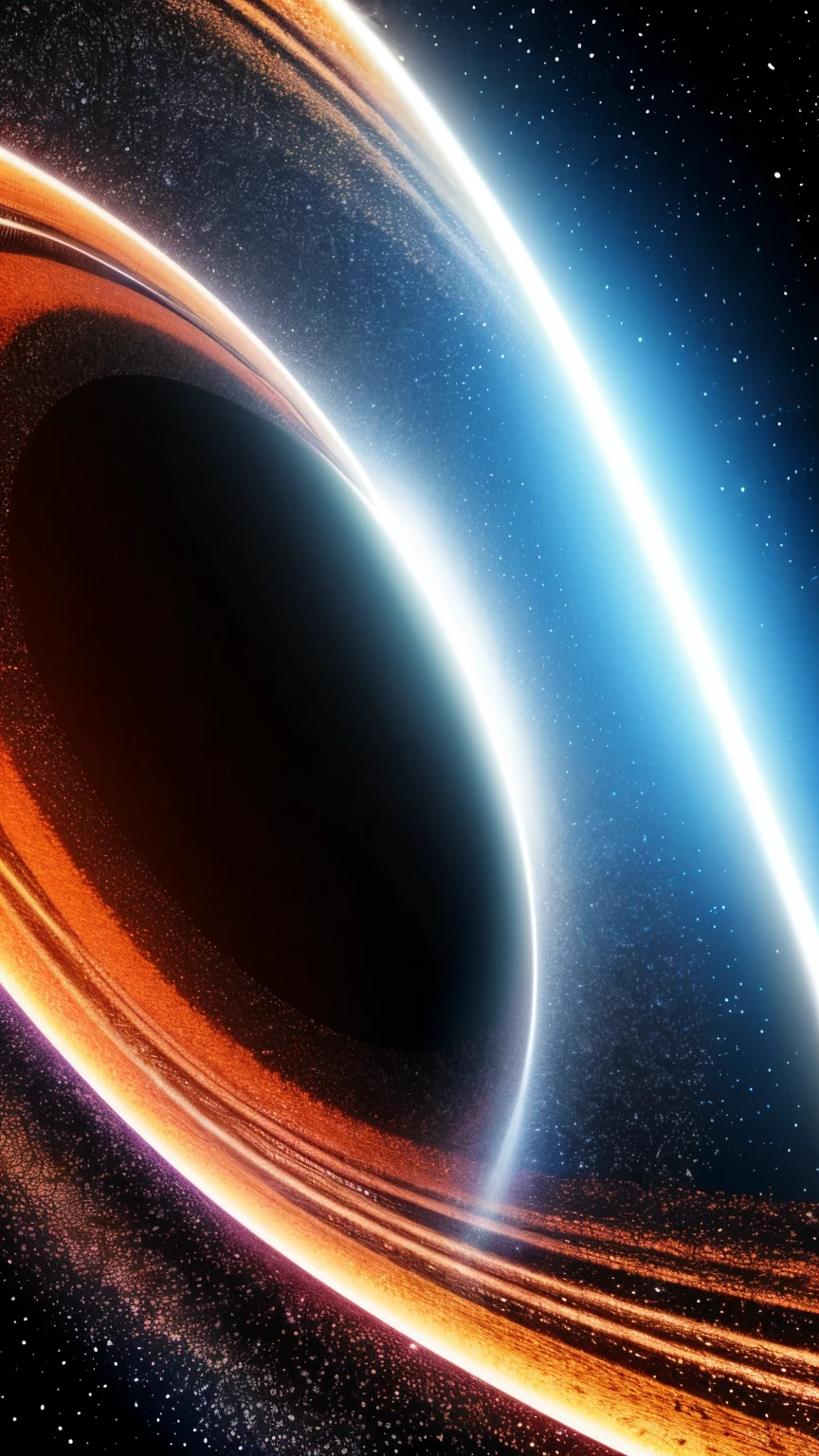 a black hole in the sky with a star in the background, a picture by Dan Luvisi, shutterstock, light and space, entering a quantum wormhole, open portal to another dimension, cosmic energy wires, ripping the fabric of spacetime, portal to another universe, portal in space, wormholes, time vortex in the background, luminous black hole portal