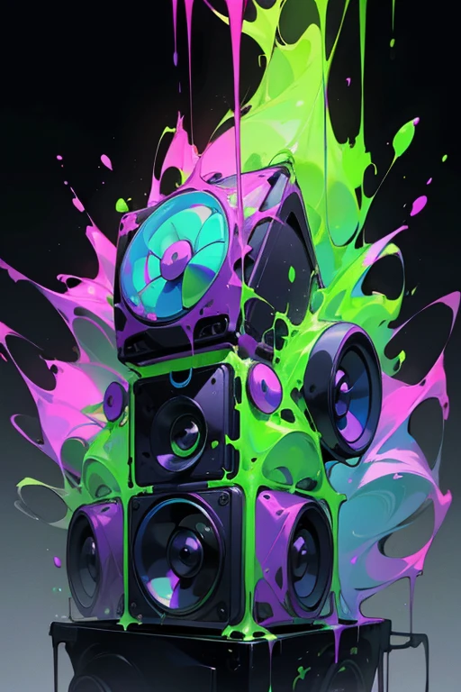1 Rapper With Horrible Hair, Toxic Pankaitec Wear Jacket, Minimalist abstract ToxicPunkAI music mixer and speaker background, Bubble, melt, be familiar with, Complex