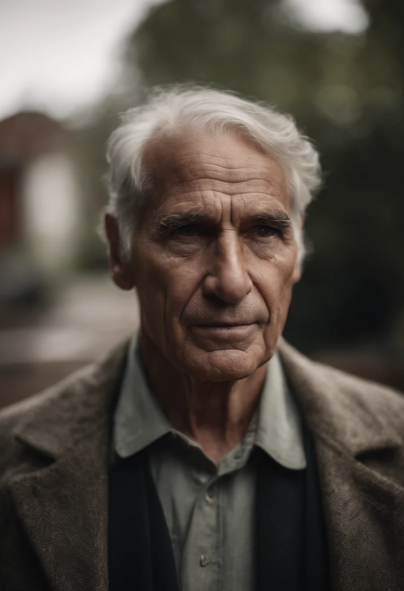 Hombre anciano triste cabello despeinado