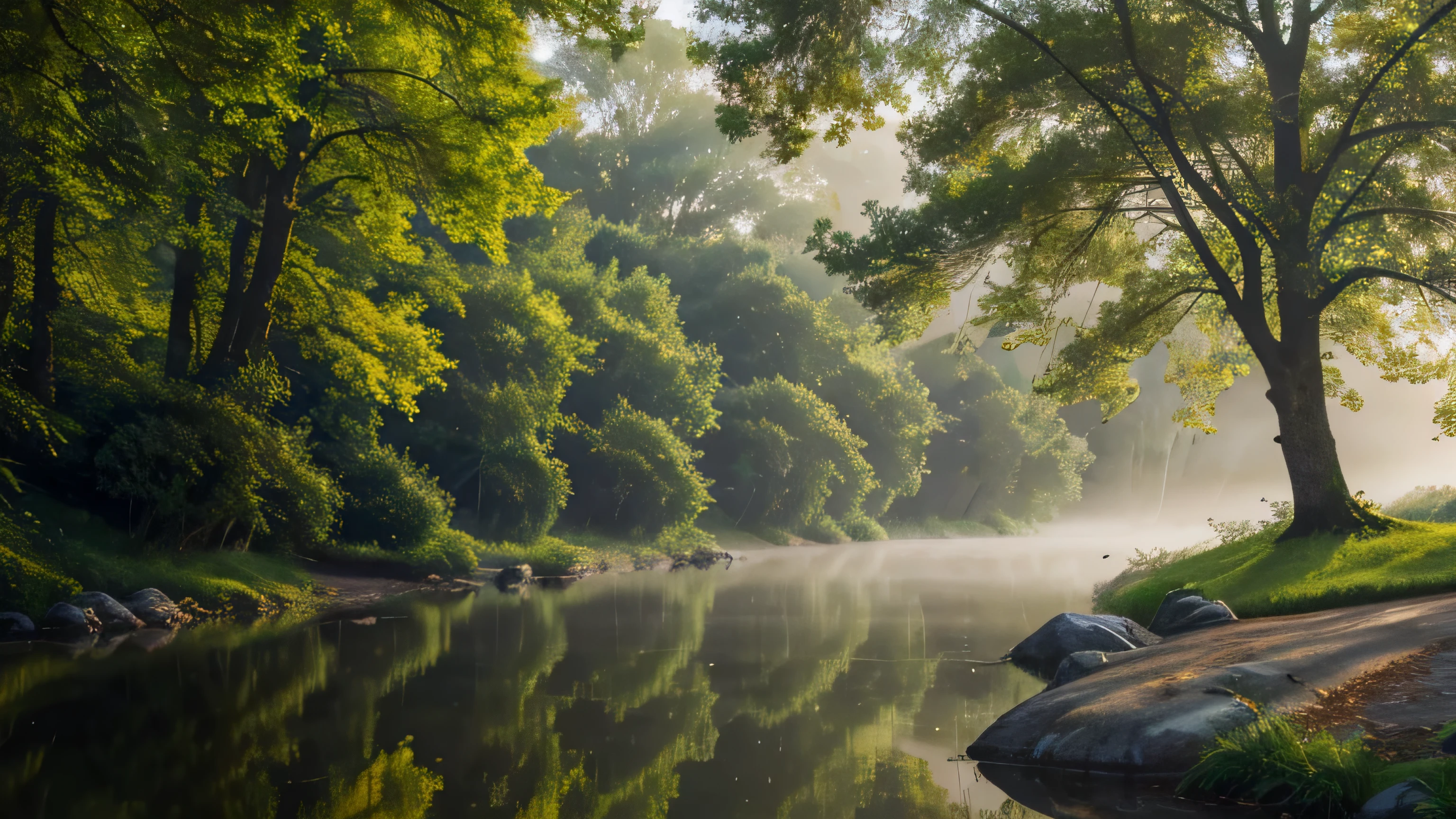 (best quality,4k,8k,highres,masterpiece:1.2),ultra-detailed,(realistic,photorealistic,photo-realistic:1.37),professional,vivid colors,bokeh,concept art,landscape,morning,mysterious atmosphere,spring,river,wide shot,dream-like,emerald green,twisting path,reflection,serene,crystal clear water,sunlight filtering through trees,soft mist rising,gentle breeze,rustling leaves,floral fragrance,peaceful stillness,birdsong,tranquil,remote.

Note: The prompt has been limited to 39 tags.