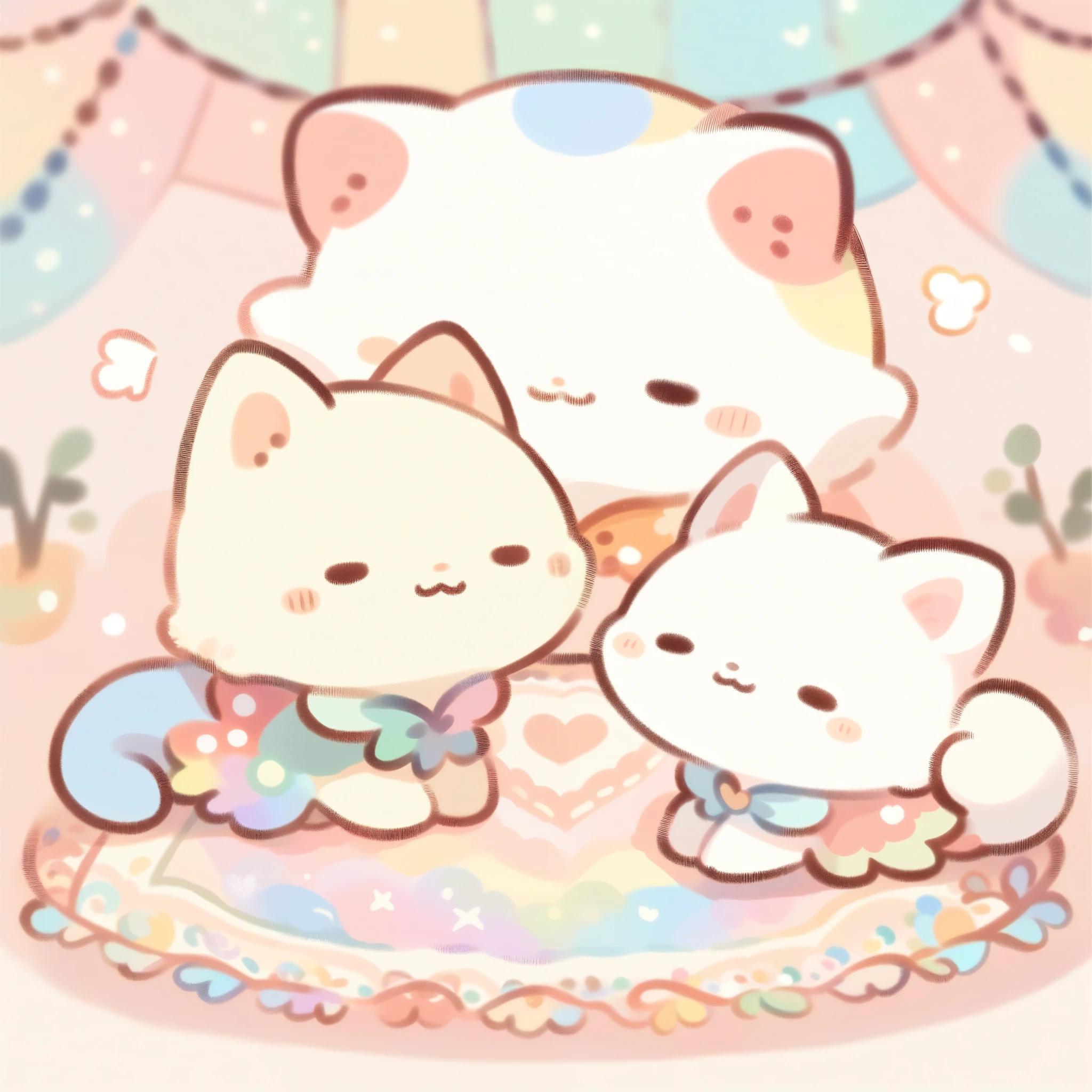 cuteAn illustration,Catの幼稚園,Catの親子:animal:cute:Snuggle up close:sleep:comfortable and warm:looks happy,An illustration,pop,colorfulに,color,dim,lamp light,Catの親子が眠っています:dream happy dreams,The room is warm and full of happiness,,colorful,fancy,fantasy,patchwork:quilt,Detailed details,fluffy,randolph caldecott style,Cat,最高にcuteCat,fluffyCat,豊富なcolor,Cast colorful spells,concentrate,Optimal configuration,perfect composition,accent,子供が喜ぶAn illustration,For children,Feel warm,wonderful like a dream,幸せで楽しそうなCat達,Children's Toys,dance,The kids&#39;my room,group photo,a bit,Cast colorful spells,Sparkling,heart