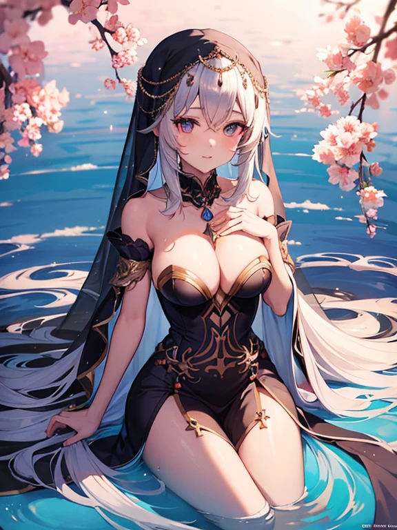 anime girl, veil over her head, anime goddess, cute naked anime waifu, guweiz, alluring beautiful anime woman, beautiful anime woman, beautiful anime girl, guweiz on Artstation pixiv, guweiz on Artstation pixiv, kawacy, detailed clean anime art, works detailed anime art, naked, naked, big,