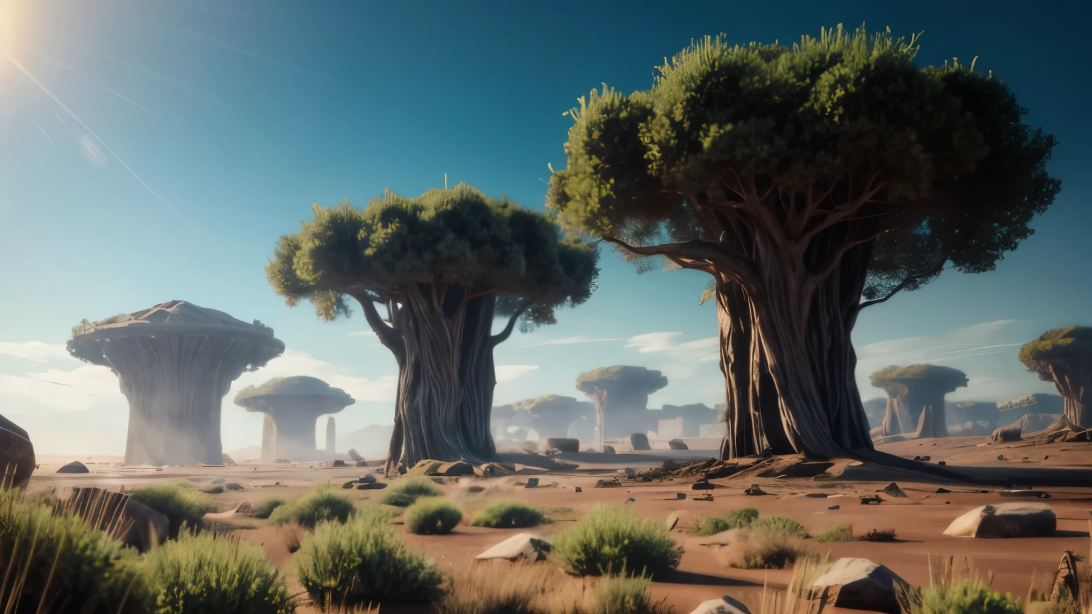 alien planet, alien vegetation, epic, dinamic, realistic, 8k, overallDetail:1.5