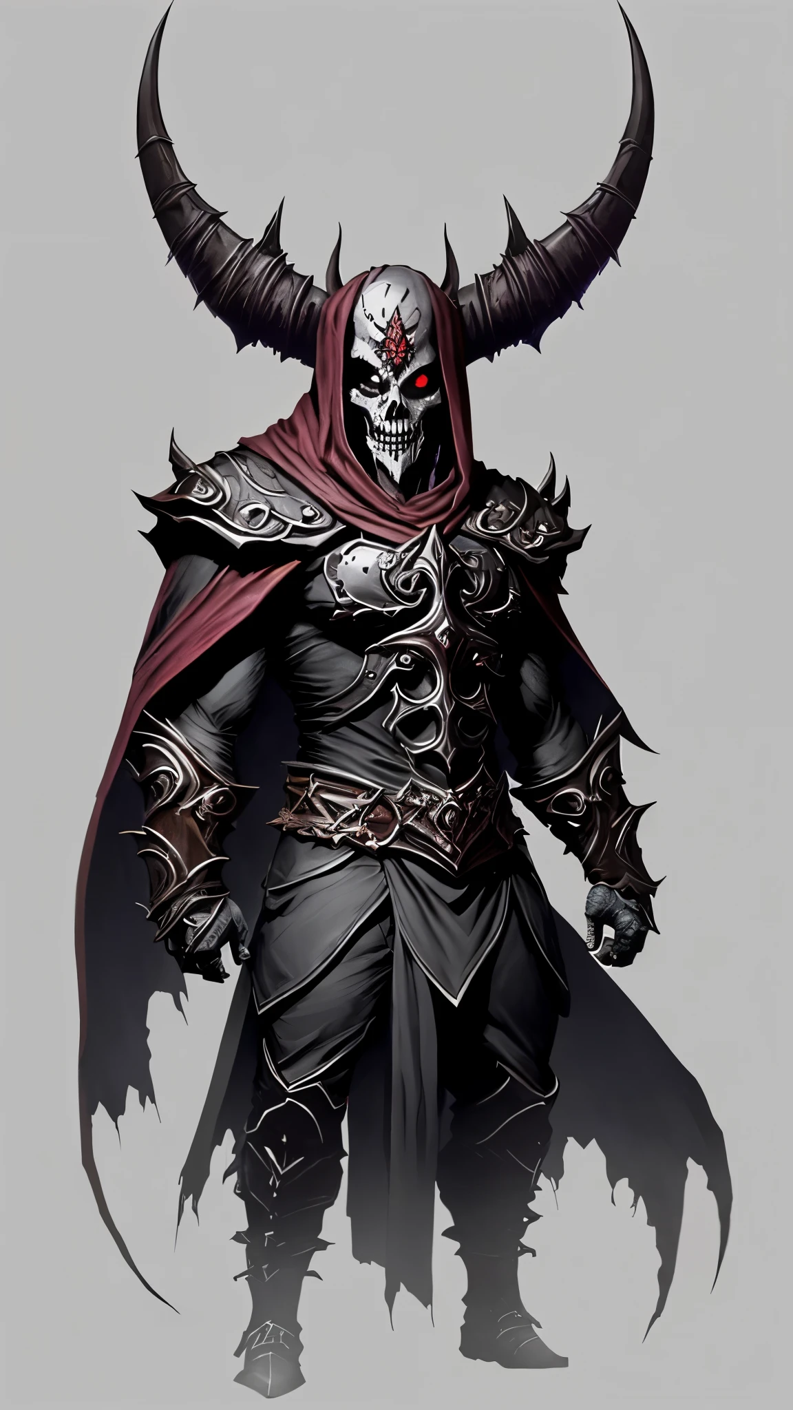 a closeup of a person in a demonic costume, demon soul concept art, diablo digital concept art, hermoso dios masculino de la muerte, Dark fantasy style art.., armadura de demonio, tendencia en ArtStation, por Yang J.., diablo concept art, Detailed 2D digital fantasy art, demonio masculino humano, sartén chengwei en artstation, Caballero de la muerte