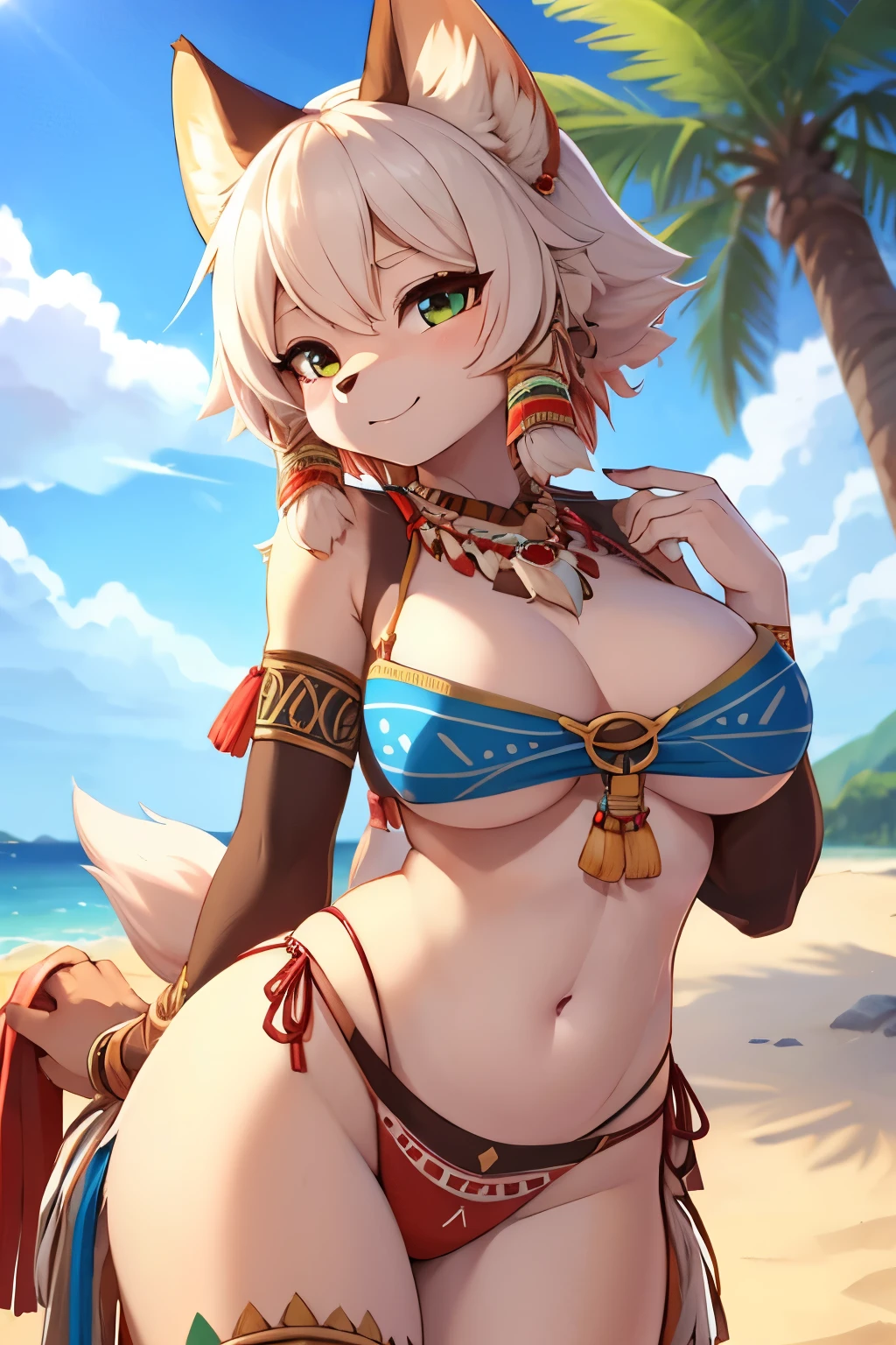 ((best quality, 4k, best preaference)) furry, female, , cute face, tribal clothing, tribal panties