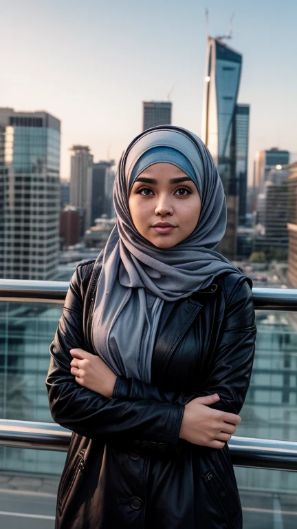Zainab, 1girl, solo, ((Sudanese woman)), consistent face and body, ((MILF)), ((50 years old)), (mature), ((slim)), ((Sudanese face)), (Sudanese nose), (Sudanese lips), upper body and upper legs, (background: skyscrapers in Dubai), BREAK, (wearing stylish black Generation Z casual wear)