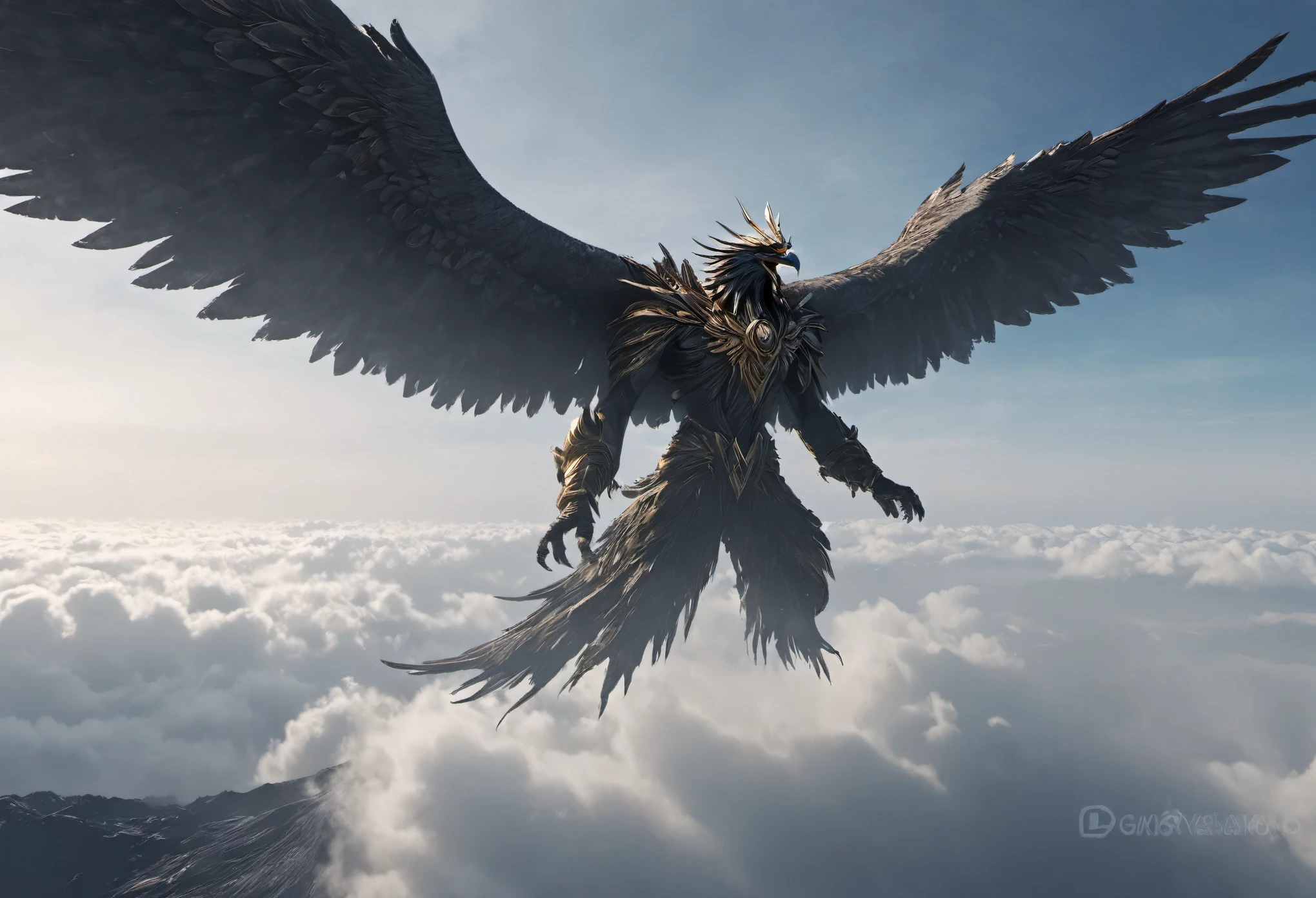 The Very Gigantic Eagle monster is Flying above the cloud over the Highest Volcano moutain, (best quality, patriarch),(Very subtle colors), , . , perfect composition, The best exhibition, (golden ratio:1.2), HDR, Amazing, movie light, Trending on Artstation, Trending on CGSociety, professional photos, Great detail, 