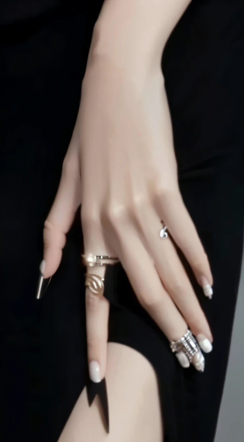 someone is wearing a ring with a camera on it, point finger with ring on it, the ring is horizontal, ring, Photos of hand-decorated models, Inspired by L. A. ring, hook as ring, 4 0 9 6, elden ring style, Very realistic, black magic crystal ring, wearing two metallic rings, Silver jewelry, runic rings