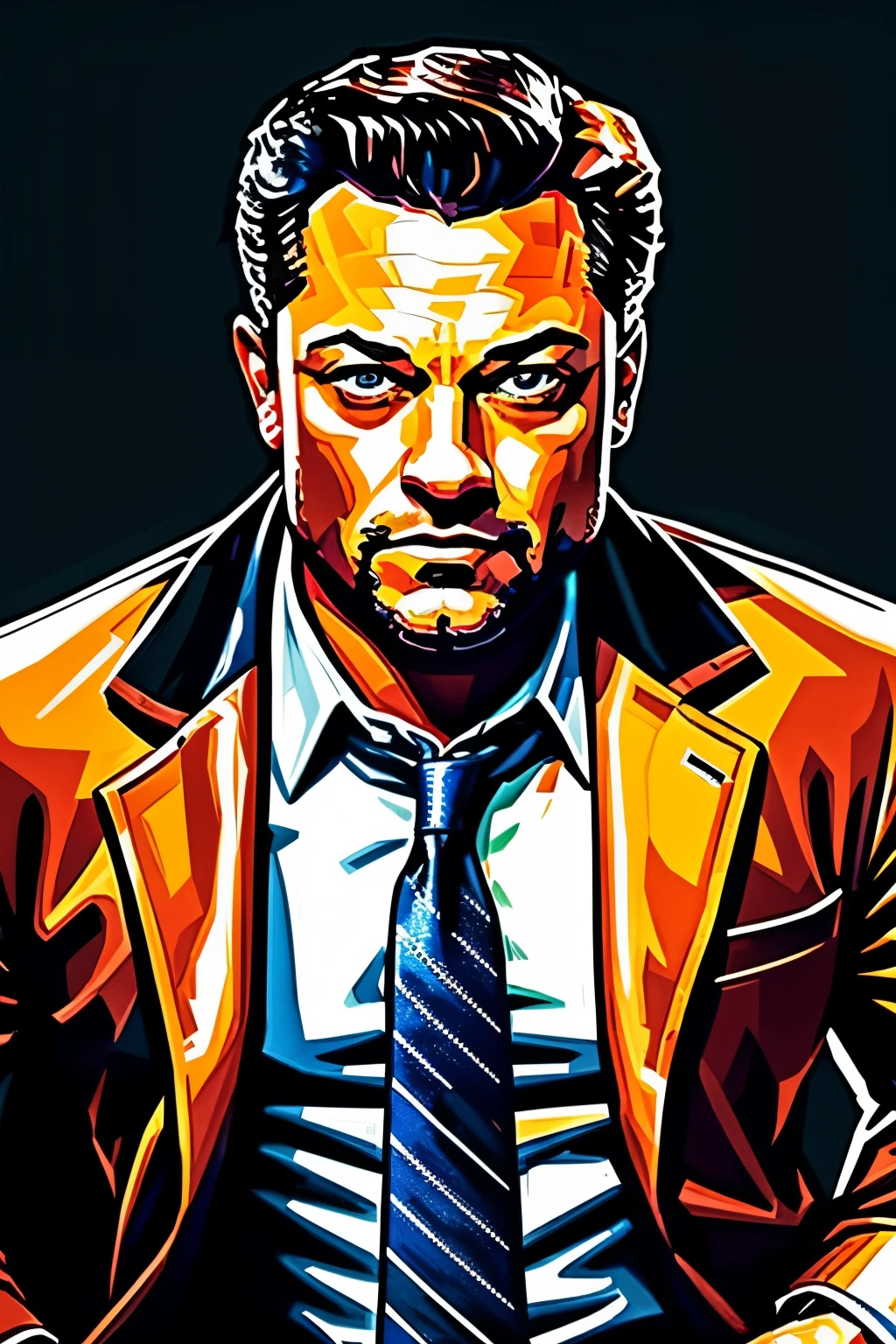 Draw a picture of the charismatic and controversial protagonist of The Wolf of Wall Street, Jordan Belfort, in a hyper-realistic, S2 adaptation. With his rugged features and piercing gaze, he wears a finely tailored suit, exuding confidence and power. His hands are casually placed on his hips, suggesting his alpha male status. The scene is set against the backdrop of bright and cinematic lighting, creating an intriguing and high-detailed image that captures the essence of Jordan Belfort's enigmatic personality. This stunning illustration is sure to leave a lasting impression.

(Masterpiece) A highly detailed and captivating portrait of the char