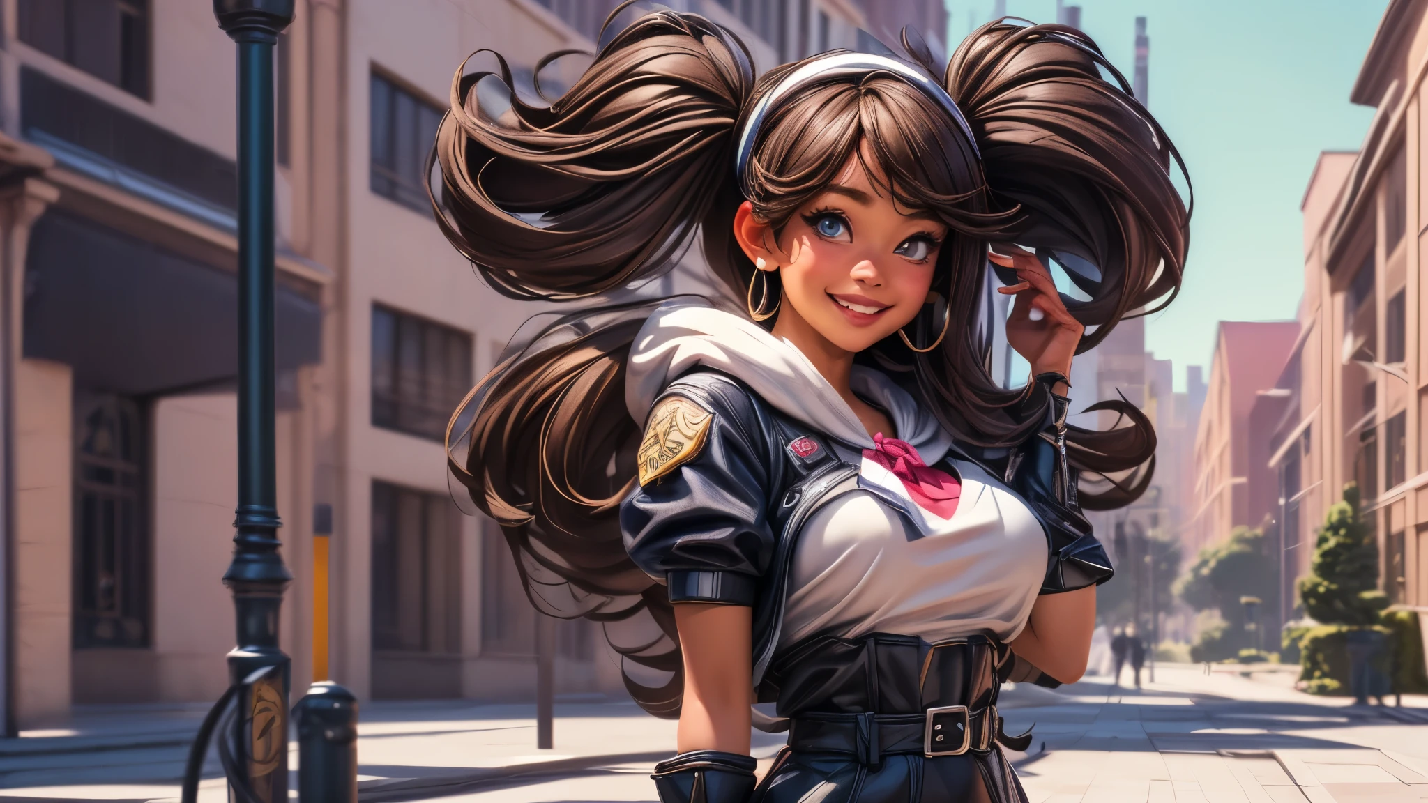 (best quality,4k,8k,highres,masterpiece:1.2),ultra-detailed, College Girl walking around college campus, strutting her stuff, Smiling and laughing, Flirting with the viewer, HDR, 8k, absurdres, cinestill 800, sharp focus, add_detail:3 (solo woman) anime