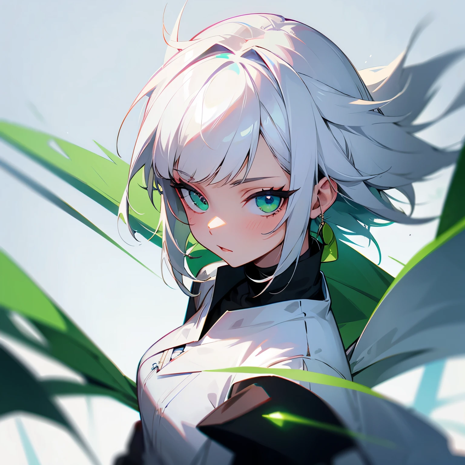 white haired green eyed girl