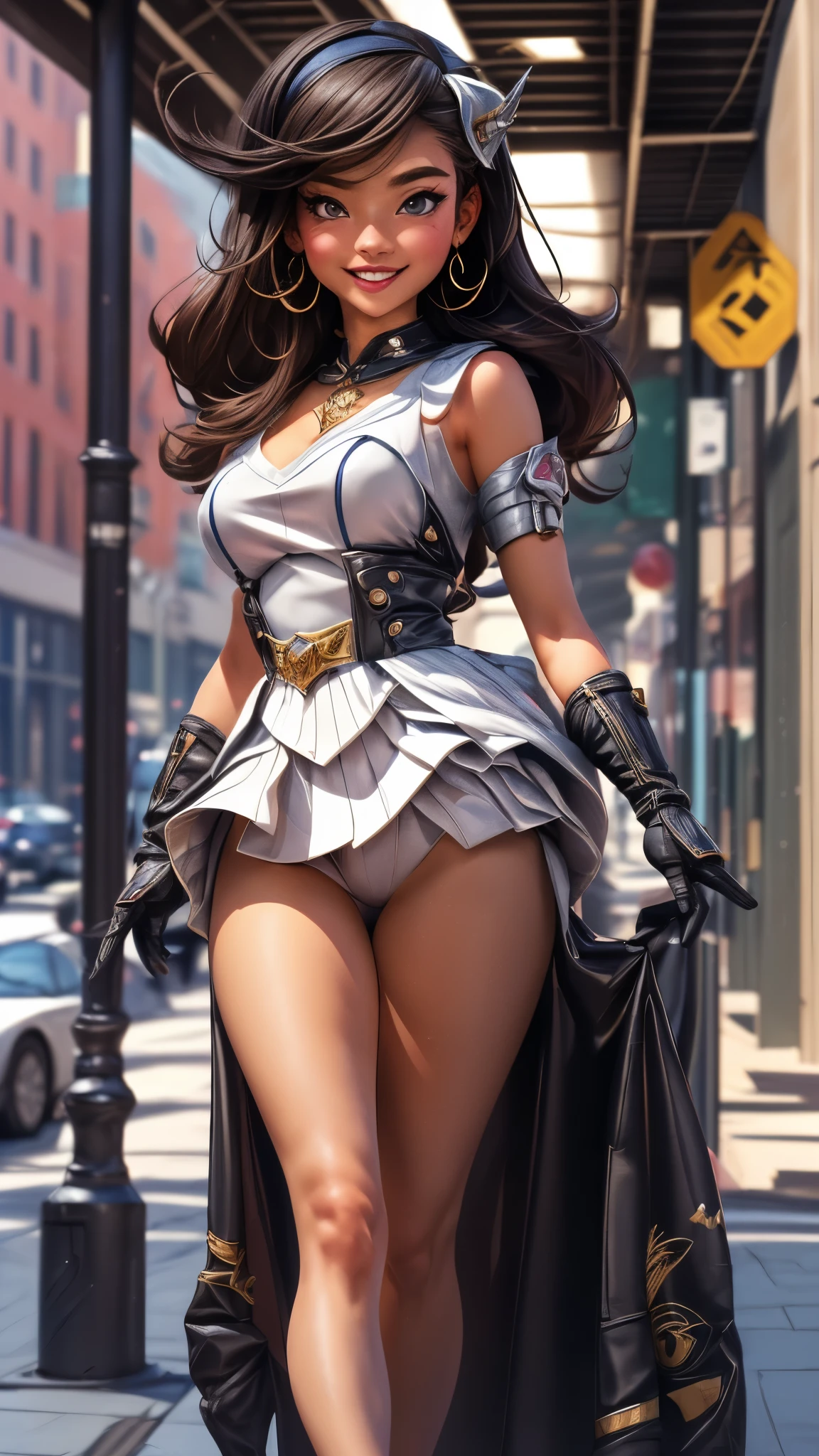 (best quality,4k,8k,highres,masterpiece:1.2),ultra-detailed, College Girl walking around college campus, strutting her stuff, Smiling and laughing, Flirting with the viewer, HDR, 8k, absurdres, cinestill 800, sharp focus, add_detail:3 (solo woman) anime Villainess