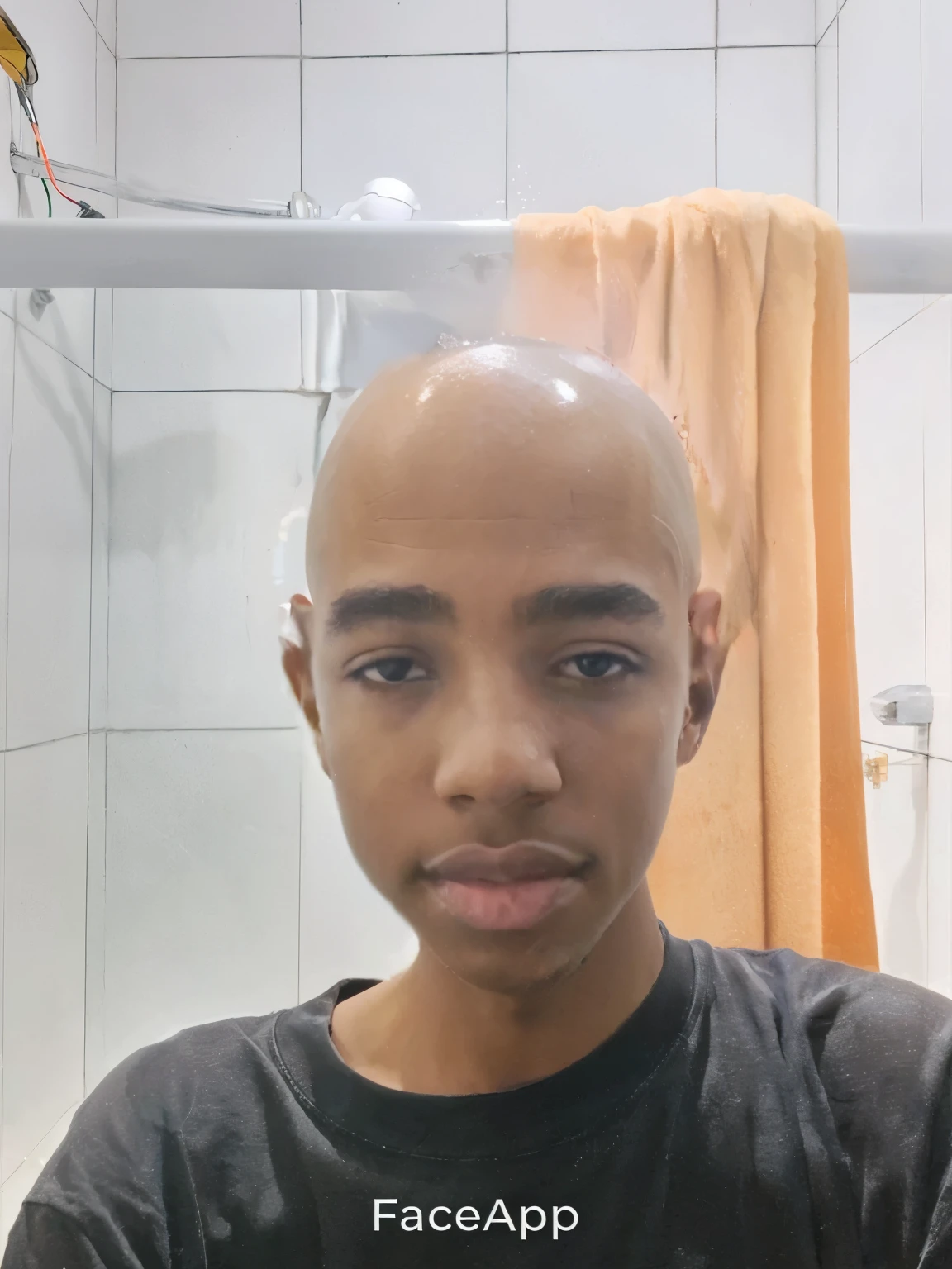 (a completely hairless scalp,smooth skin,slightly reflective head,perfectly smooth head,spotlight shines on his head,glistening glare from his head,shaved head,glowing head surface,shimmering reflection on head,sculpted head shape,head with no visible hair follicles,translucent and glowing head,masterpiece:1.2,vivid colors,hint of blue hue,realistic shading,soft shadows