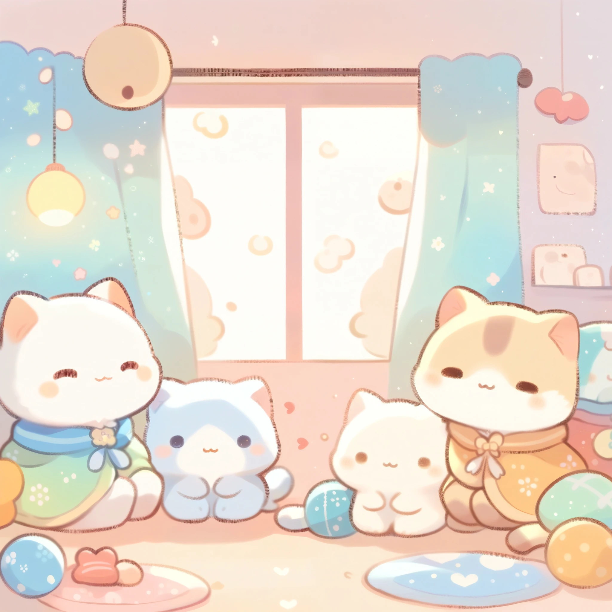 cuteAn illustration,Catの幼稚園,Catの親子:animal:cute:Snuggle up close:sleep:comfortable and warm:looks happy,An illustration,pop,colorfulに,color,dim,lamp light,Catの親子が眠っています:dream happy dreams,The room is warm and full of happiness,,colorful,fancy,fantasy,patchwork:quilt,Detailed details,fluffy,randolph caldecott style,Cat,最高にcuteCat,fluffyCat,豊富なcolor,Cast colorful spells,concentrate,Optimal configuration,perfect composition,accent,子供が喜ぶAn illustration,For children,Feel warm,wonderful like a dream,幸せで楽しそうなCat達,Children's Toys,dance,The kids&#39;my room,group photo,a bit,Cast colorful spells,Sparkling,heart