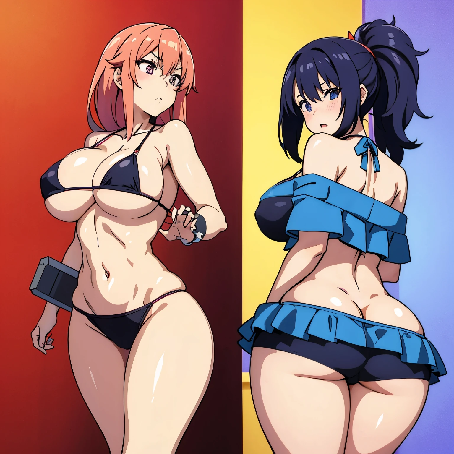 Hot anime girl big gigantic tits and a big juicy ass in bikini