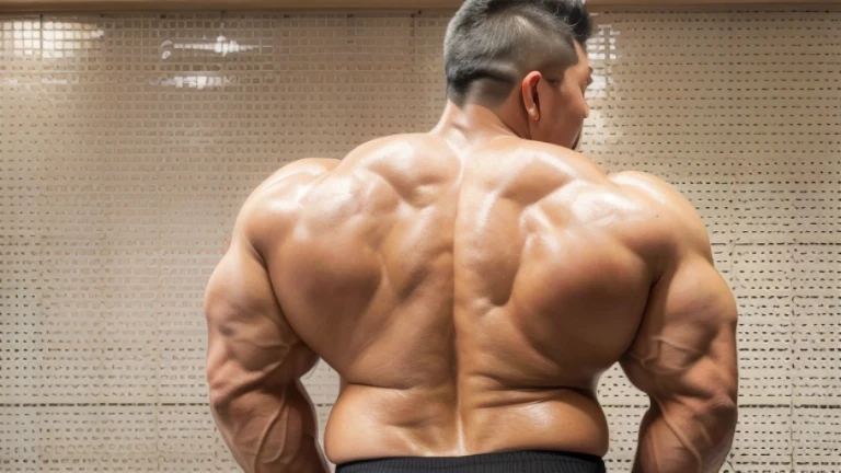 (back view:1.2), (tank top:1.2), (at club locker room:1.2), 40's, Japanese man, Chinese man, Korean man, Taiwanese man, manly face, fat face, (round face:1.4), (monolid eyes:1.2), (buzz cut:1.4), very large and strong body, bulky body, beefy muscles, (bulging muscles:1.4), (very large pectoral muscles:1.4), (muscular arms:1.4), muscular abs, muscular legs, muscular back, brightens oily skin, master piece, (realistic:1.4), panorama, distant view