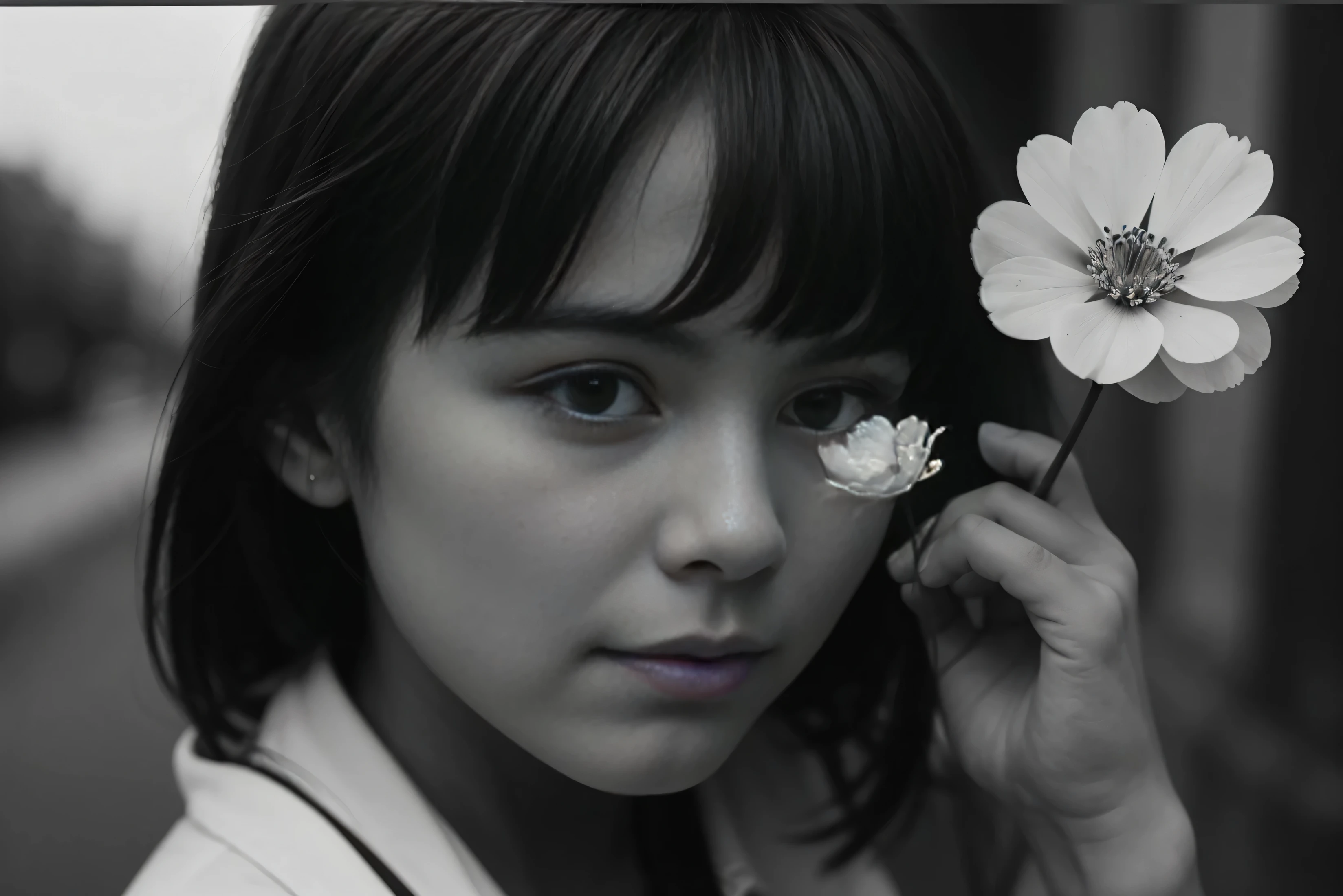 Humanistic Photography,A girl holding a small white flower,emotion,35 mm,
Sebastiao Salgado,Hasselblad X1D,Peter。Lindbergh,(masterpiece,top quality,
best quality,official art,Beautiful and aesthetic:1.2)