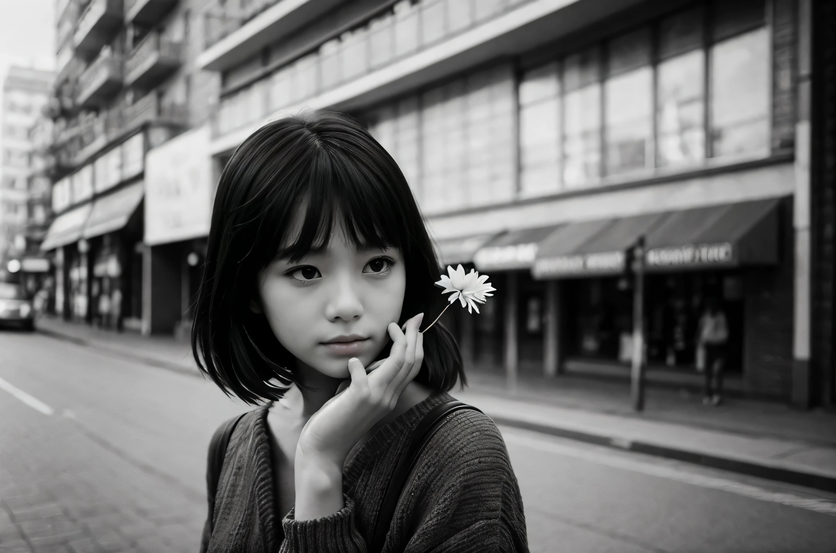Humanistic Photography,A girl holding a small white flower,emotion,35 mm,
Sebastiao Salgado,Hasselblad X1D,Peter。Lindbergh,(masterpiece,top quality,
best quality,official art,Beautiful and aesthetic:1.2)