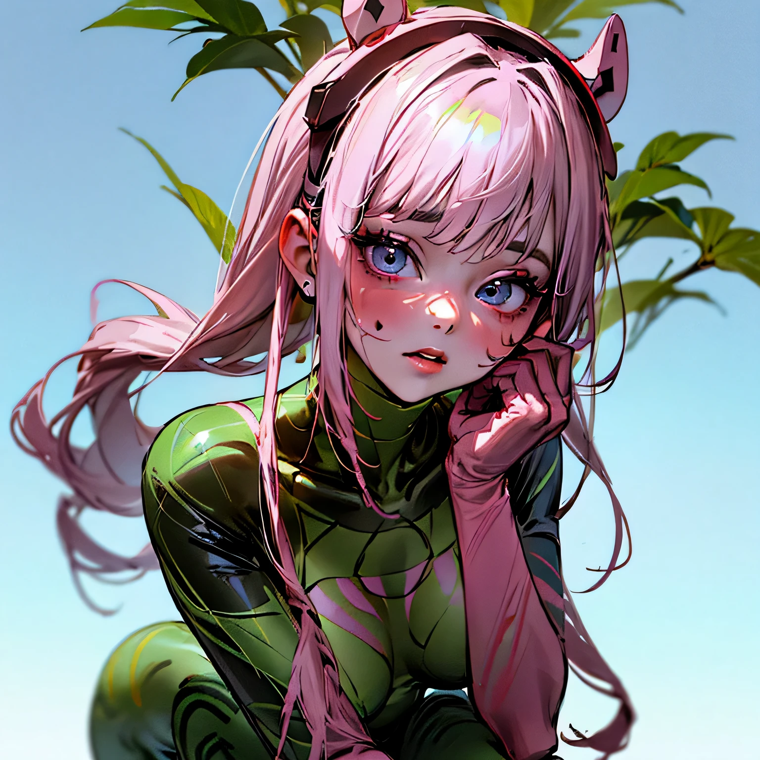 A beautiful fair woman blue eyes, full body portrait pretty face , photoshoot, supermodel, body painted, full body paint, background monochromatic, in the jungle , top model photoshoot, hyper realistic, sharp focus, intricate,neon nature, neon leaves, body painted