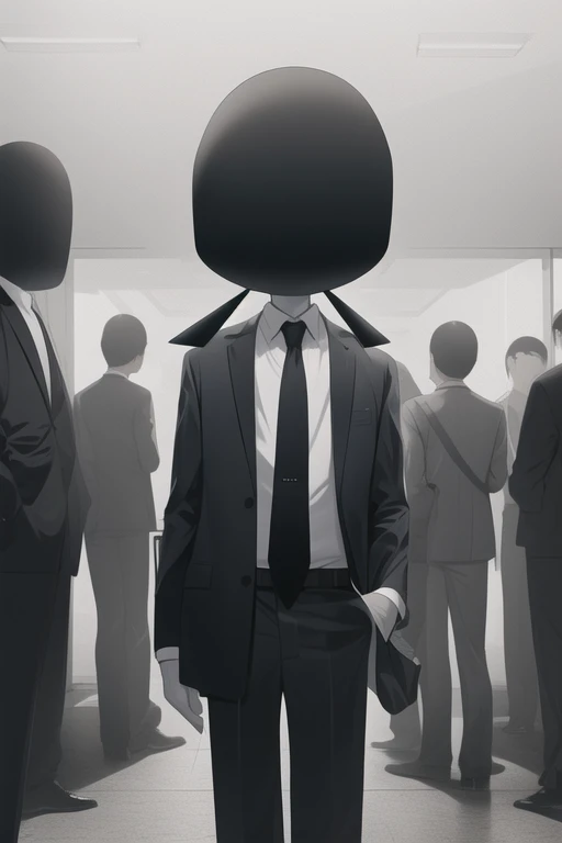 1 boy, alone, male focus, Businessman BREAK No Face, No eyes BREAK Smile BREAK Cowboy shot