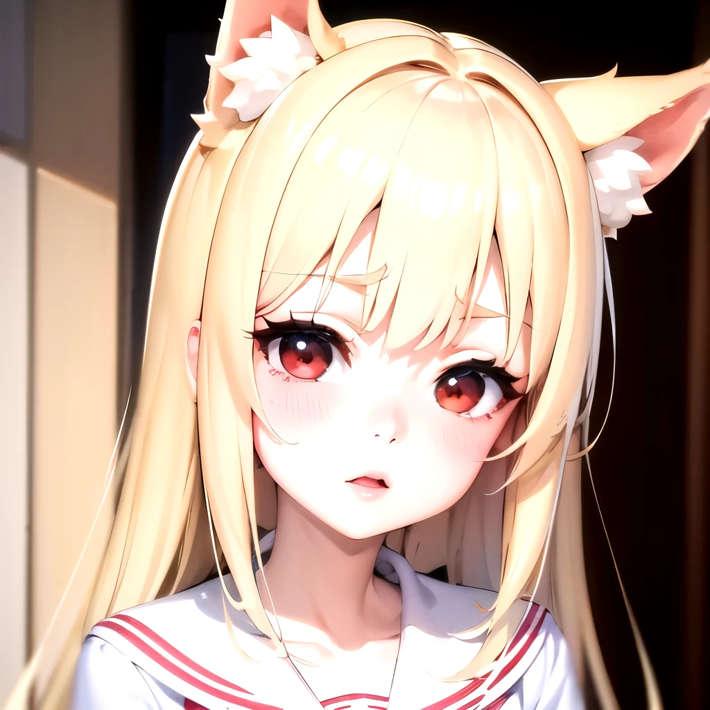 (masterpiece, best quality:1.2), Emoticon packages,red eyes,white hair,fox ears,pitiful,blush,looking down