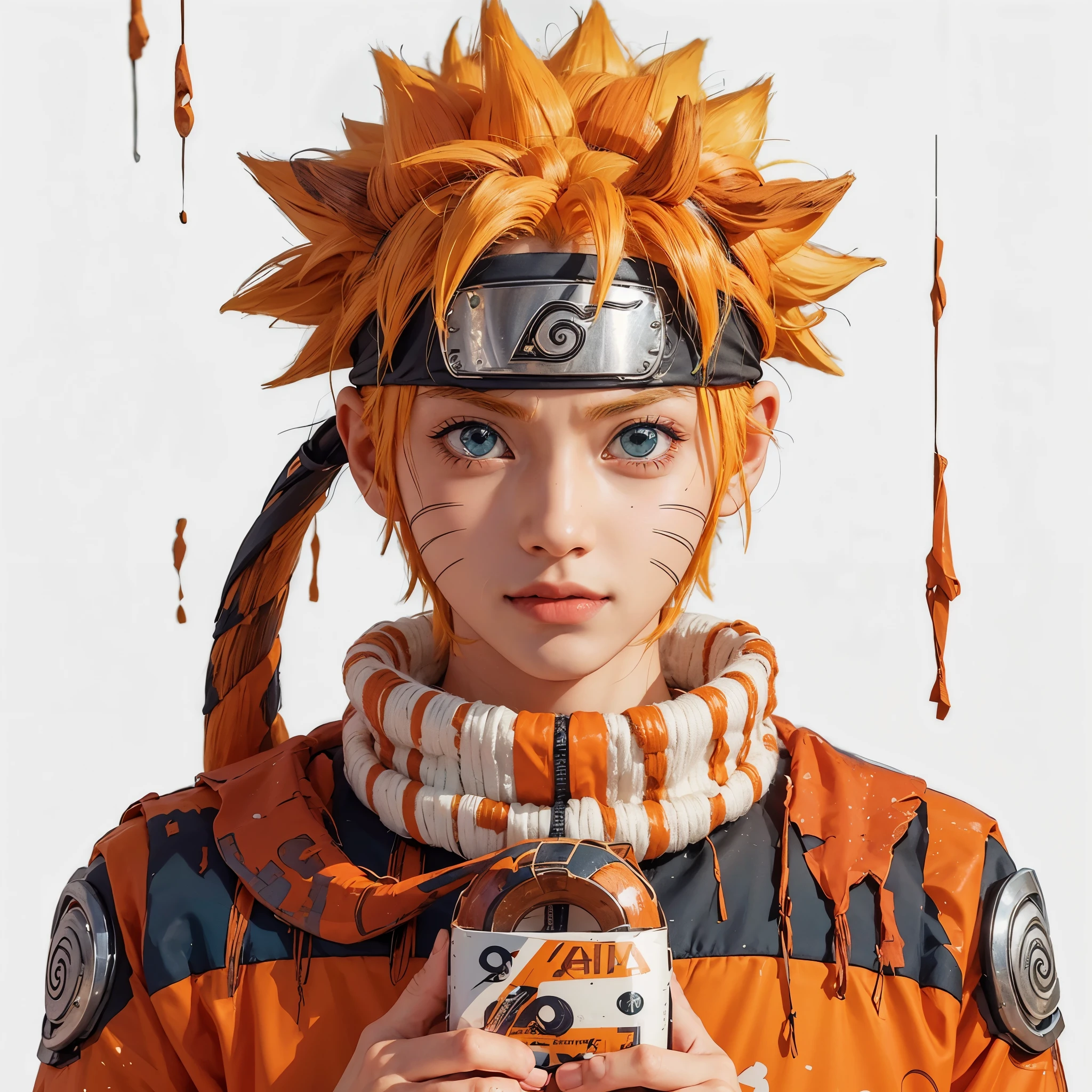 1 homem, uzumaki naruto no anime naruto shippuuden, cabelo curto , cabelo amarelo, olhos azuis, bonito, roupas laranja, Sorriso, realista clothes, roupas detalhadas, fundo da cidade, Ultra detalhe, realista