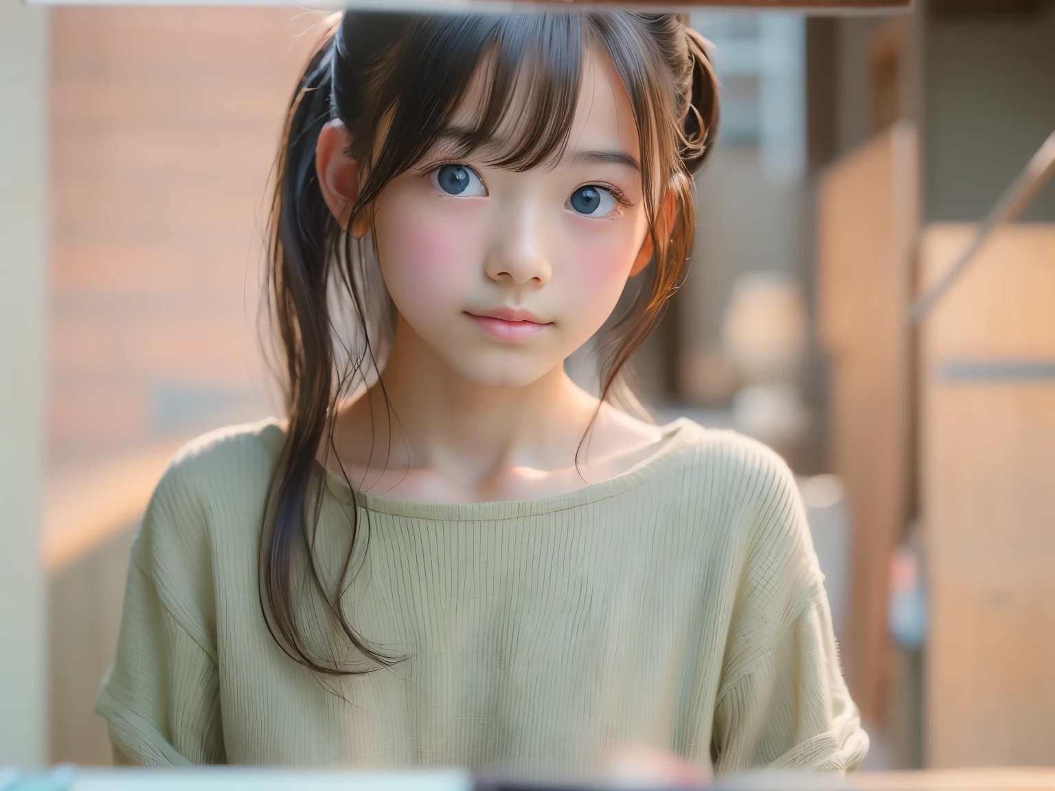 ((software: 1.4)), ((software, bun hair, Side lock hair, 1 girl)), ultra high resolution, (realistic: 1.4), Raw photo, highest quality, (Photorealistic Stick), concentrated, soft light, (()), ((Japanese)), (( (young face))), (surface), (Depth of the bounds written), masterpiece, (realistic), woman, bangs, ((1 girl))