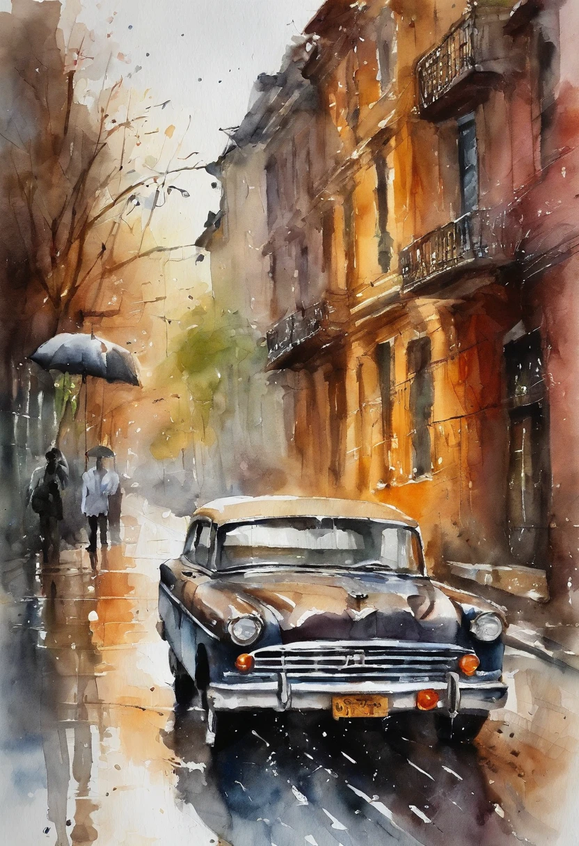 Car street rain