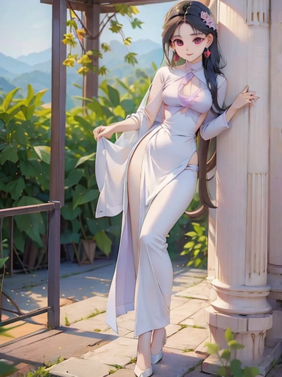 ((best quality)), ((masterpiece)), (detailed), 1girl, off-shoulder sweater, NSFW, small breasts, prominent collarbones, skinny arms, flat stomach, visible hip bones, long hair, ponytail, thick ponytail, heavy ponytail, red and white clothing, full body, whole body, body, NSFW, full body, whole body, head-to-toe NSFW