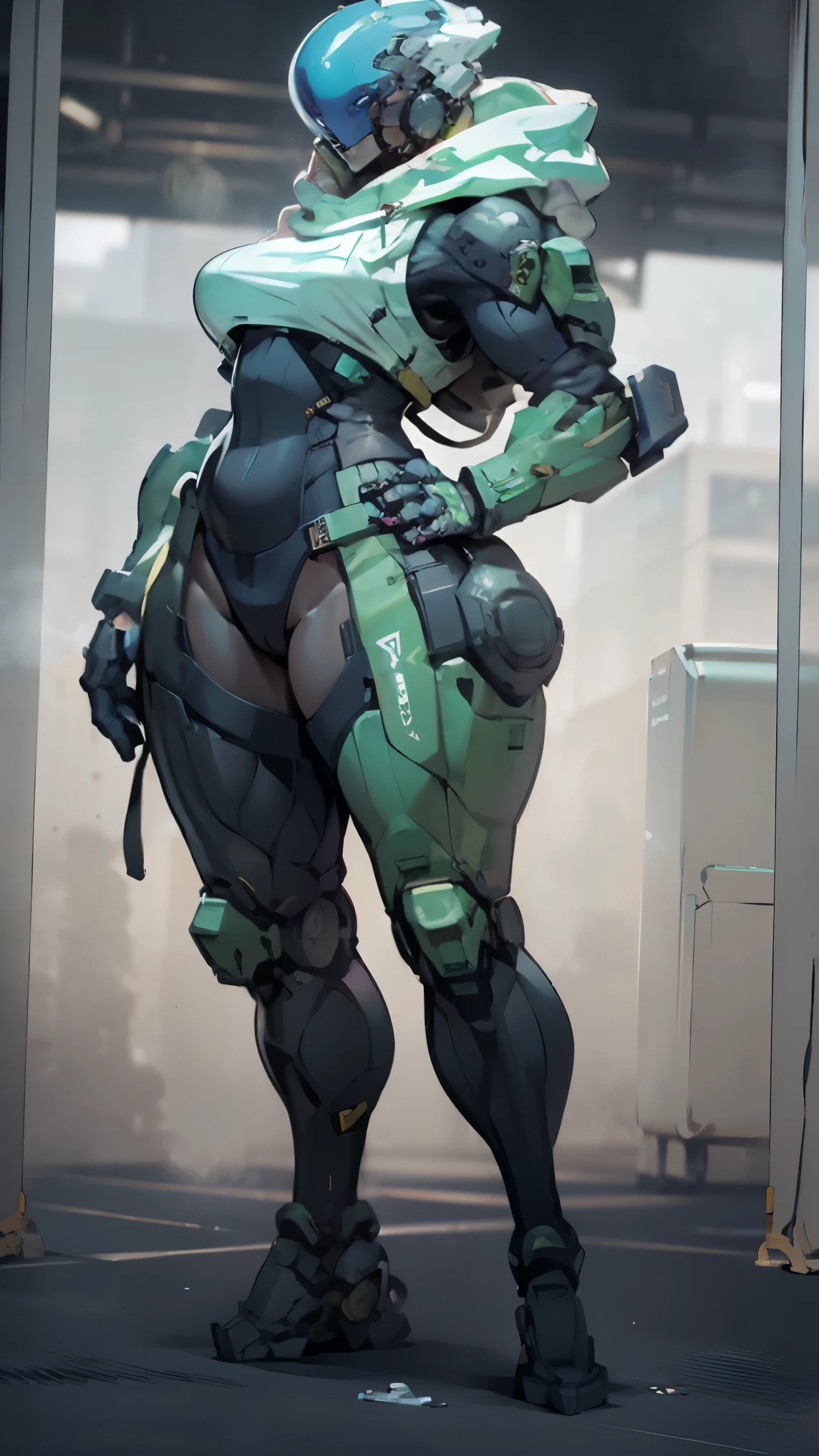 Masterpiece, High quality, ((character concept art)), ((character design sheet, same character))

a futuristic-looking female military commander, wearing a ((kevlar helmet)) and is dressed in ((turquoise suit)), holding weapon, holding gun, wearing epTactical, XCOM game inspired, XCOM character, ((wide hips)) tall, video game character design, accessories,

Expert high detail concept art, comic book style, intricate comic book outline line work, flat colors, concept art, solid background ((huge tits)) ((hoodie)) perfect hands, perfect body, ((nsfw)) ((pussy)) (hoodie) ((pussy)) thicc good hands good body