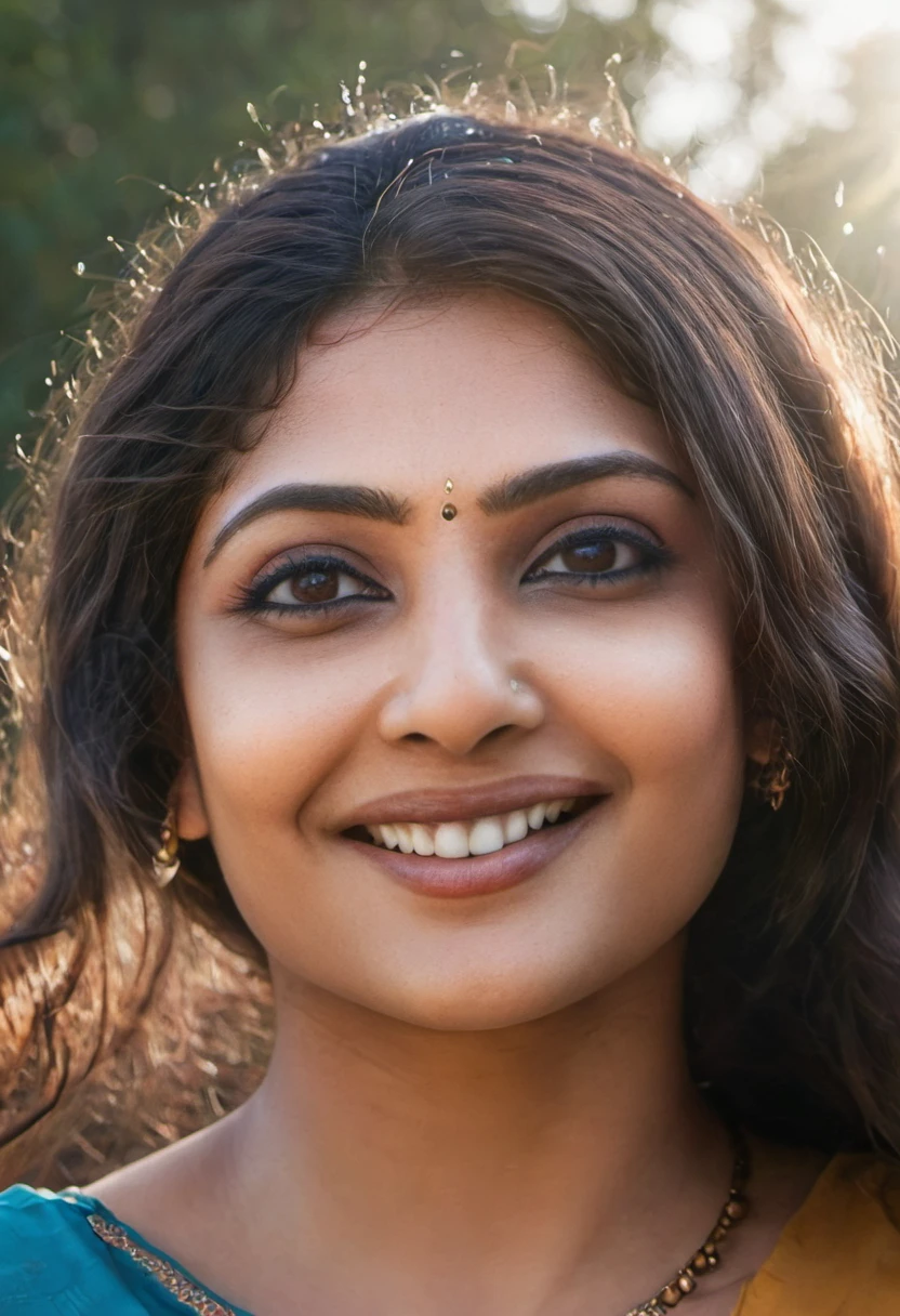 rmx, 30 year old indian woman, brown wavy hair, longeyelashes, solid circle eyes, light smile, Surrealism, drop shadow, atmospheric perspective, cinematic, Conceptual art, Renaissance, 8k, super detail, ccurate, best quality