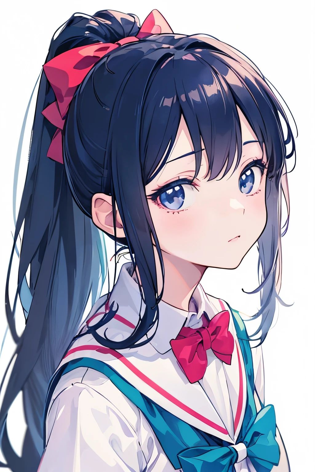 Anime girl with ponytail and bow tie in a school uniform - SeaArt AI