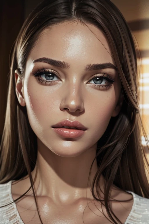 hyper realism, high quality, woman, face, big lips, portrait, close up, front view