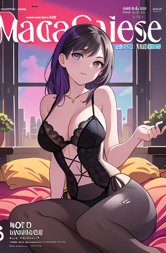 masterpeace, best quality, (lingerie), vibrant colors, Volumetric Lighting, Best Shadows, Shallow Depth of Field, (Highest Quality, Amazing Details:1.25), Brilliant Colorful Paintings, ((magazine cover)), magazine title, text