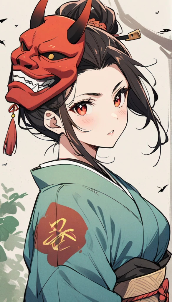 1girl with oni mask