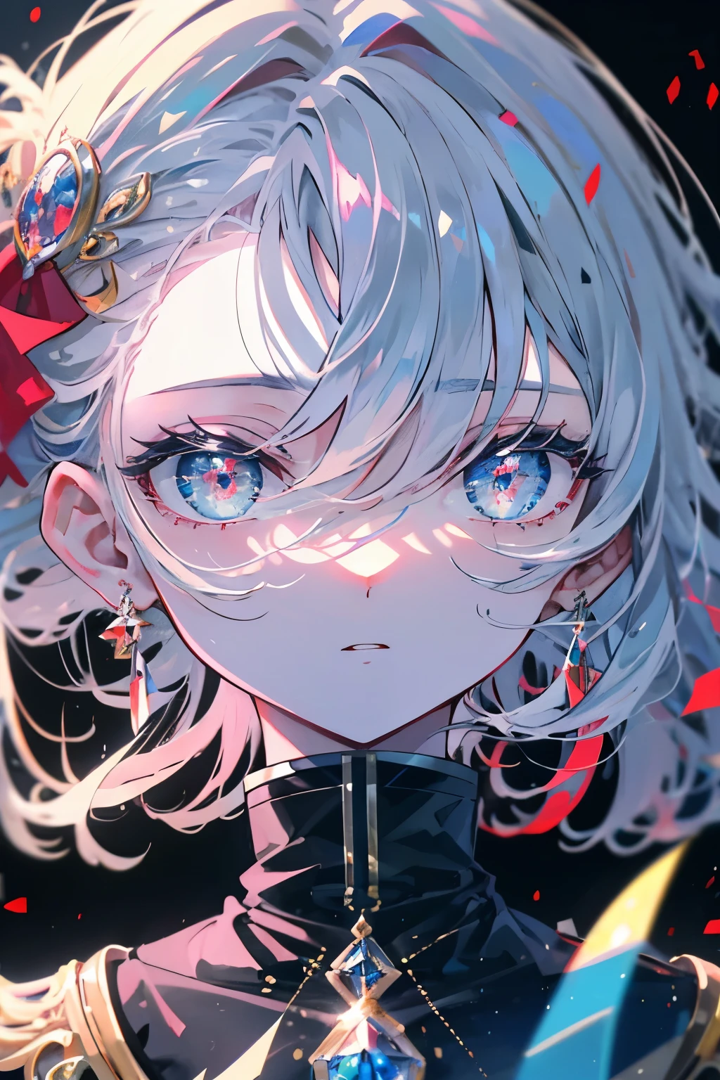 (Arte de alta calidad,anime,Ultra detallado),(La mejor calidad,4k,8k,Altas Resoluciones,Obra maestra:1.2),hermosos labios detallados,Ojos y cara extremadamente detallados,Pelo rojo,ojos brillantes, ojos azules, (Detalle Ojos:1.3), En pie,Paisaje de la ciudad