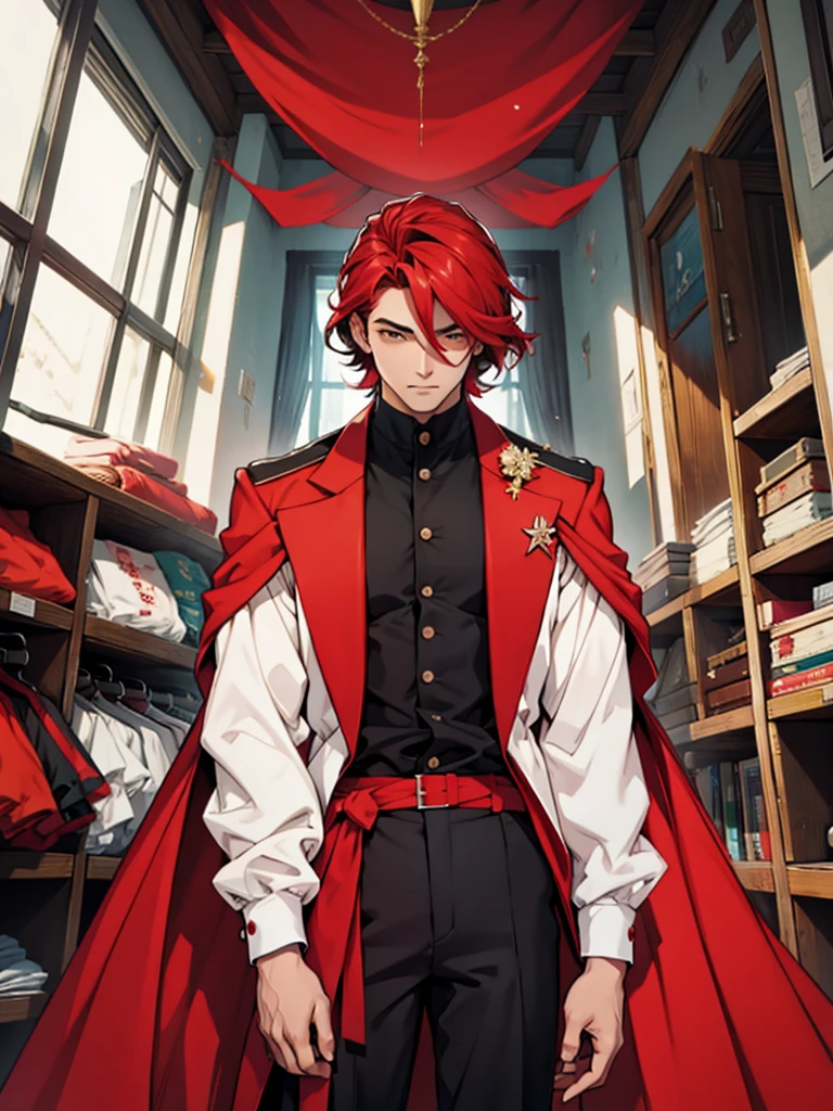Homem , alto , de roupas pretas , poder vermelho