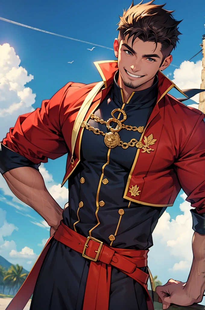 Homem com faca , sorrindo