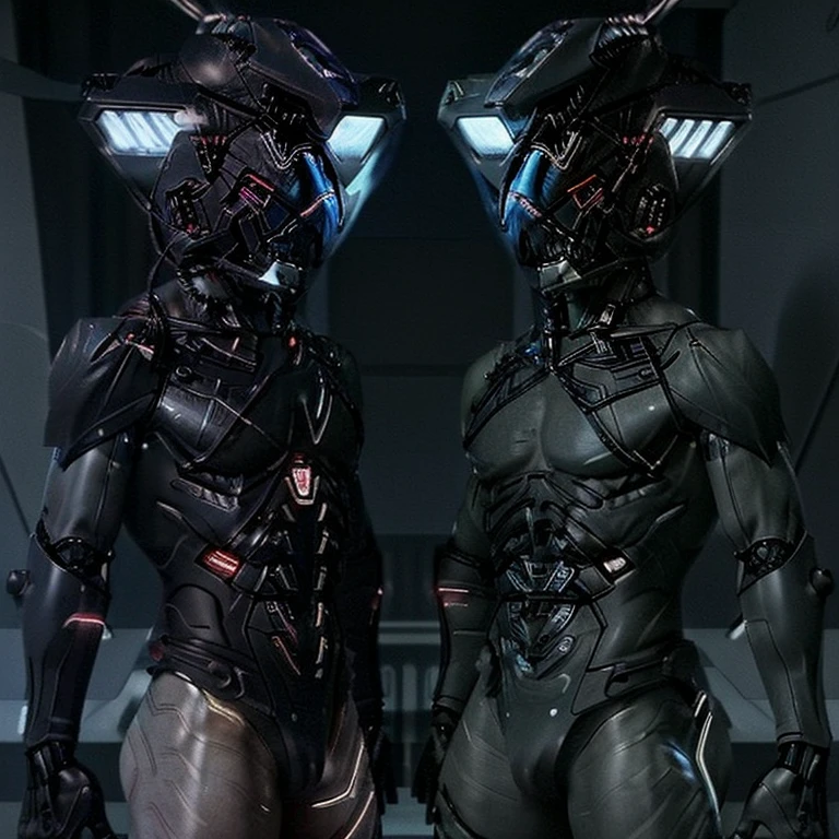 Two naked muscular 25 year old men, Assimilation zu Roboter, Und bekomme Rote leuchte lisen